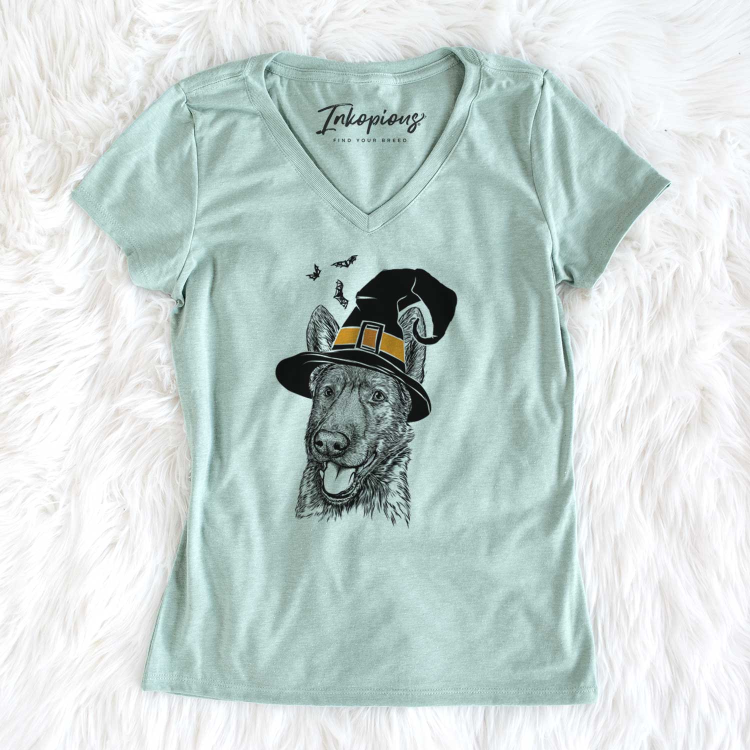 Witch Tena the German Shepherd - Women's V-neck Shirt