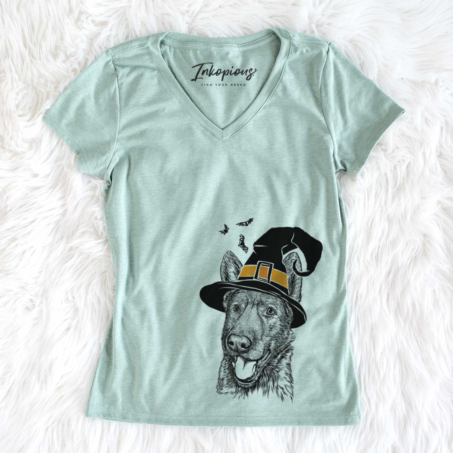 Witch Tena the German Shepherd - Women's V-neck Shirt