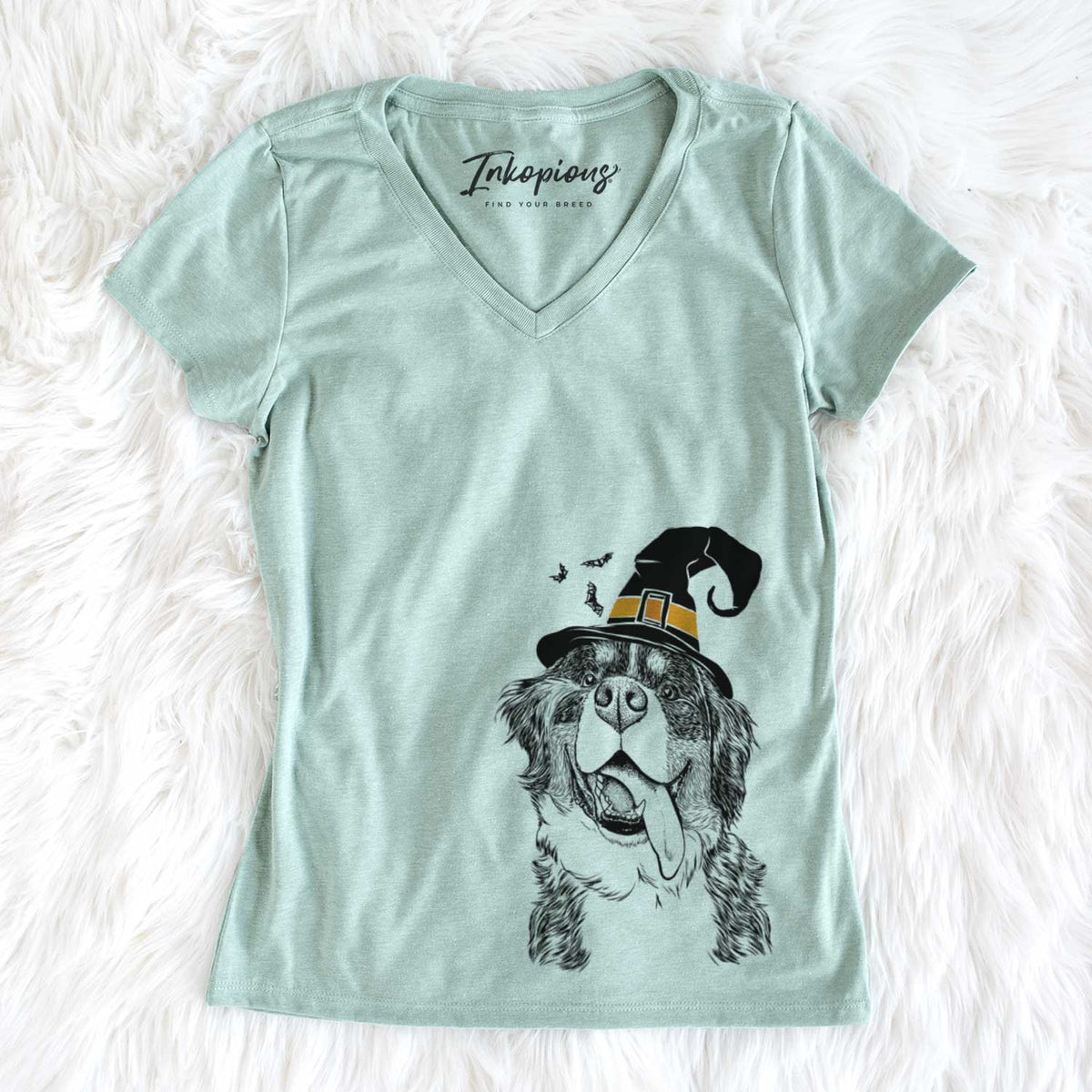 Witch Theo the Bernese Mountain Dog - Women&#39;s V-neck Shirt