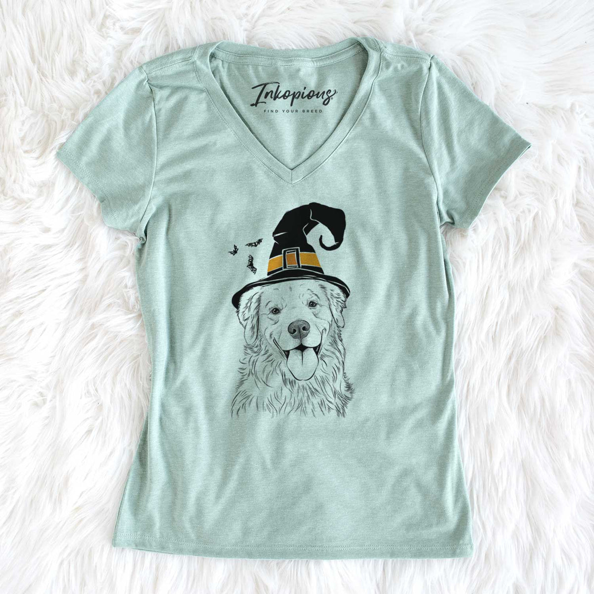 Witch Ticket the Golden Retriever - Women's V-neck Shirt