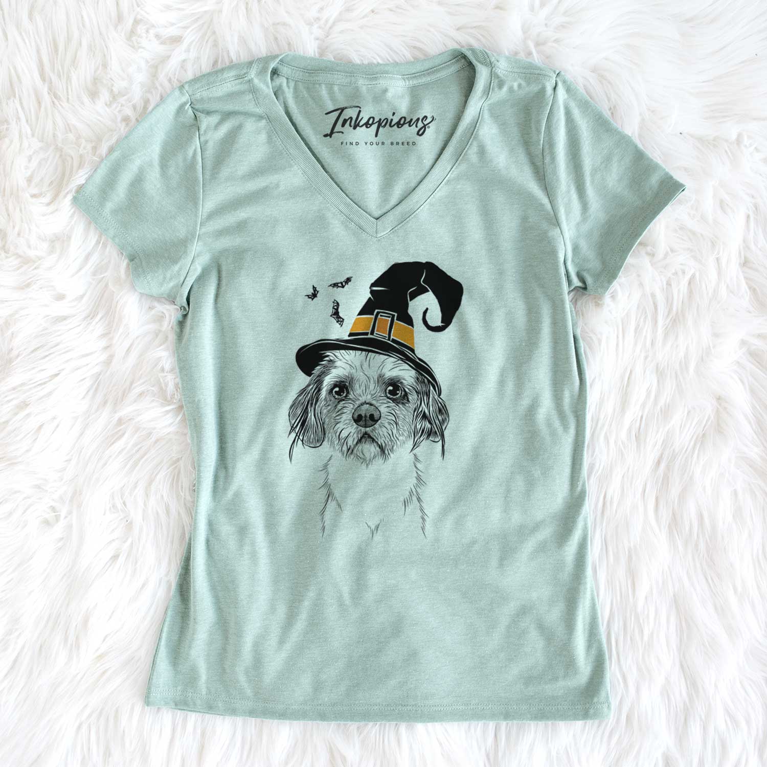 Witch Tiny Tucker the Mixed Breed - Women's V-neck Shirt