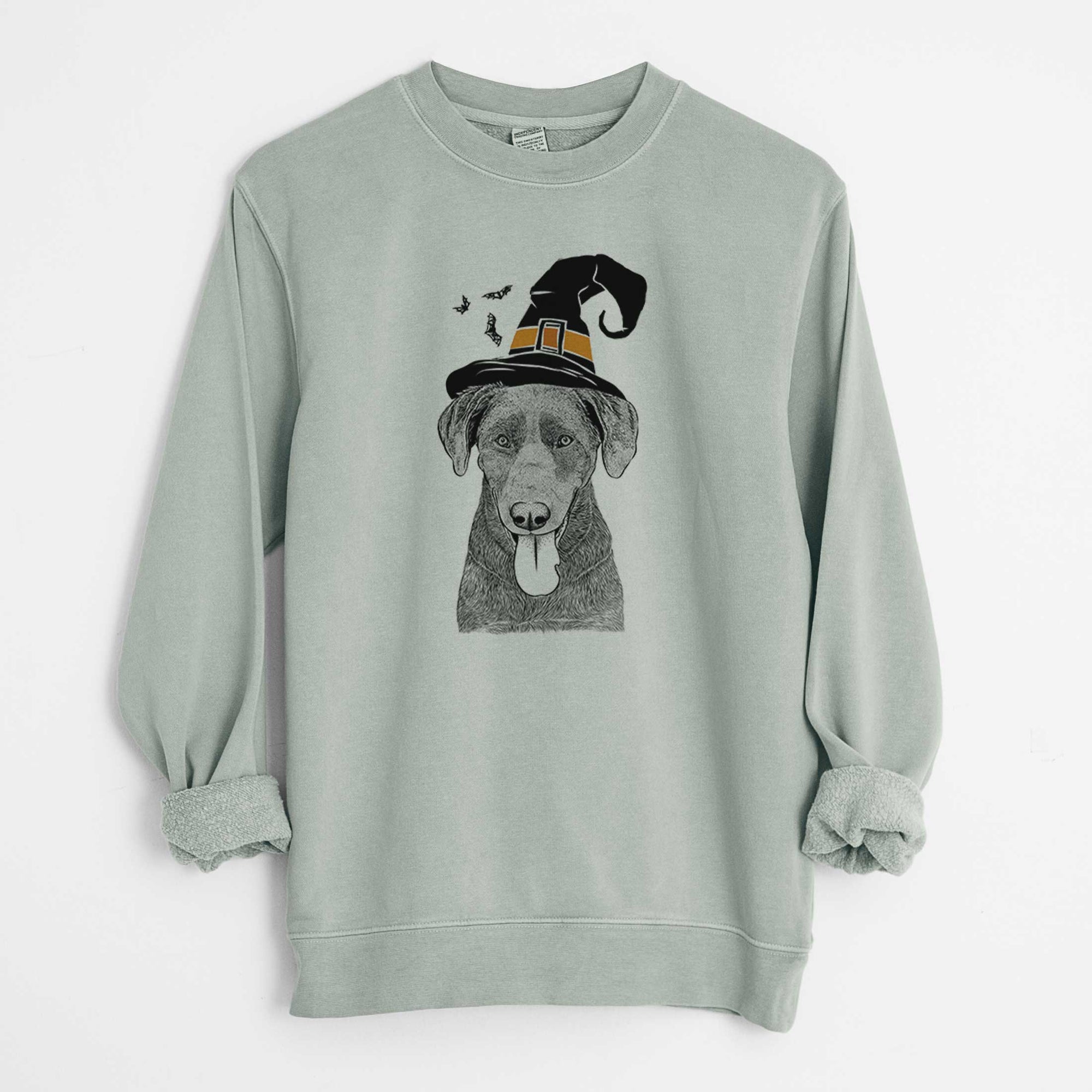 Witch Tobes the Chocolate Lab - Unisex Pigment Dyed Crew Sweatshirt