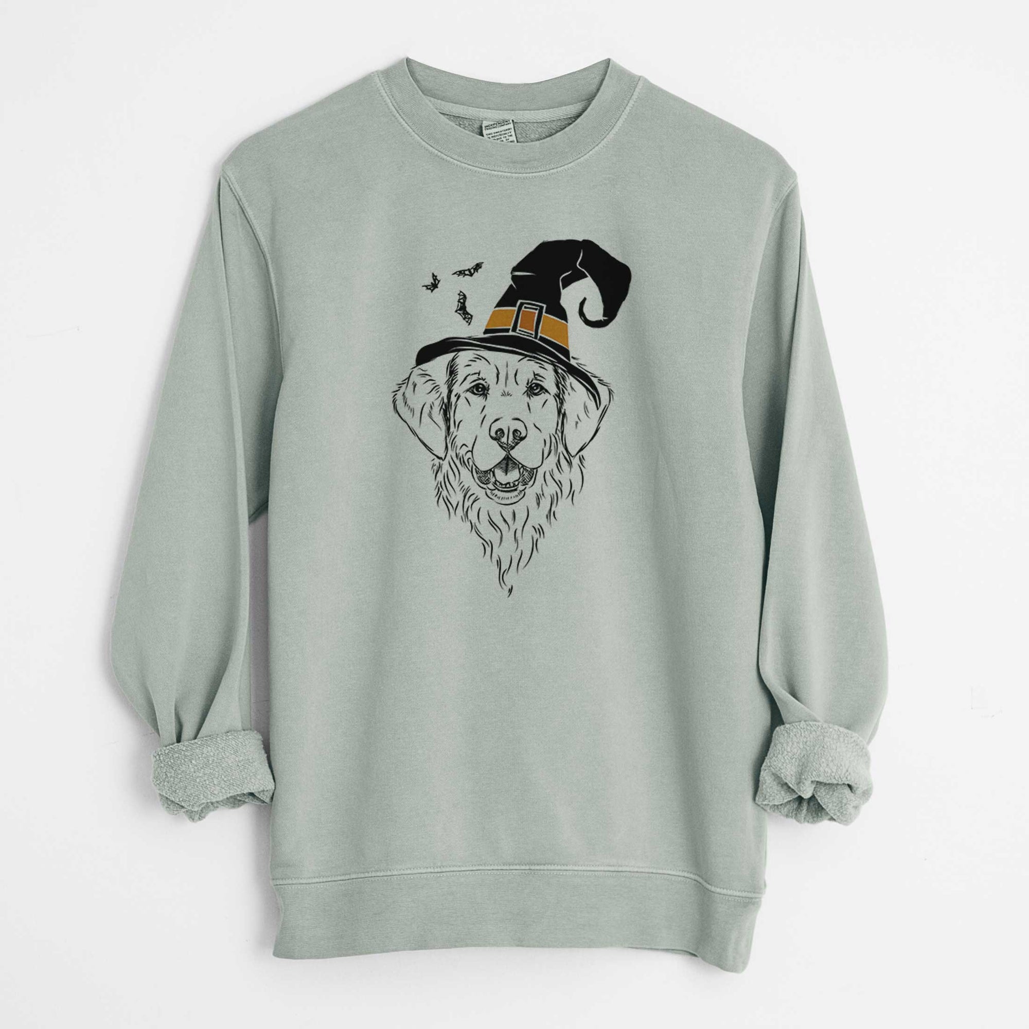 Witch Toby the Golden Retriever - Unisex Pigment Dyed Crew Sweatshirt