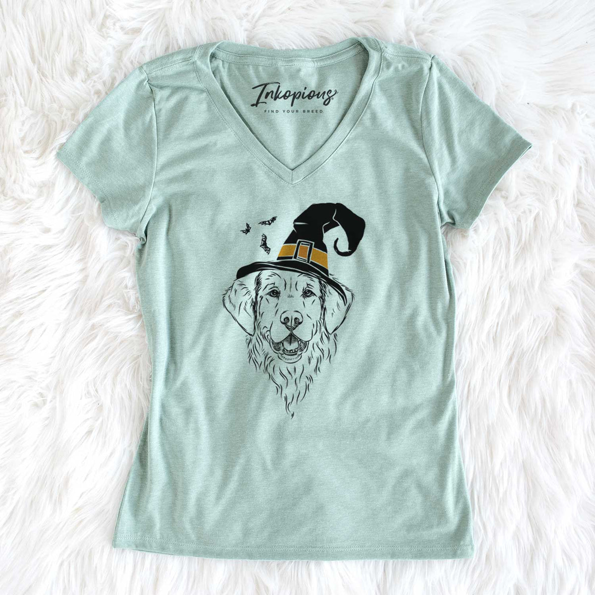 Witch Toby the Golden Retriever - Women's V-neck Shirt