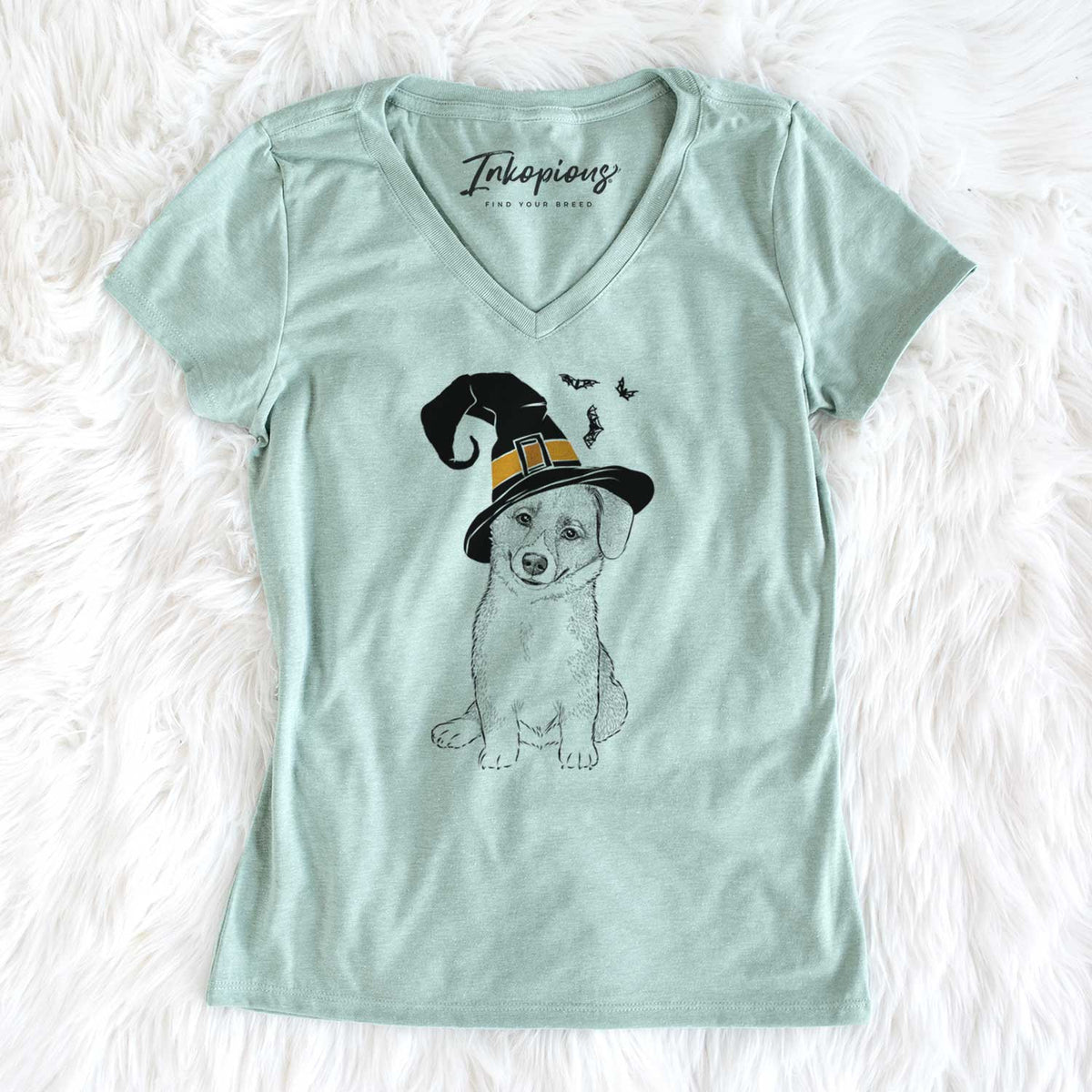 Witch Toby the Corgi Puppy - Women's V-neck Shirt