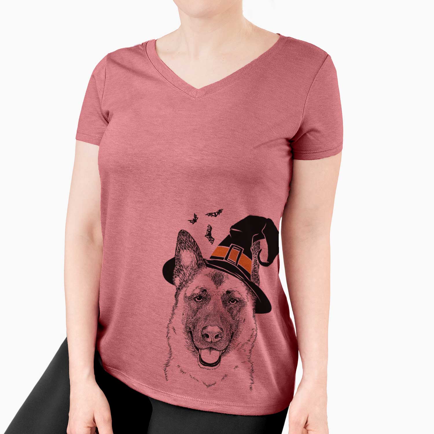 Witch Trooper the German Shepherd - Women's V-neck Shirt