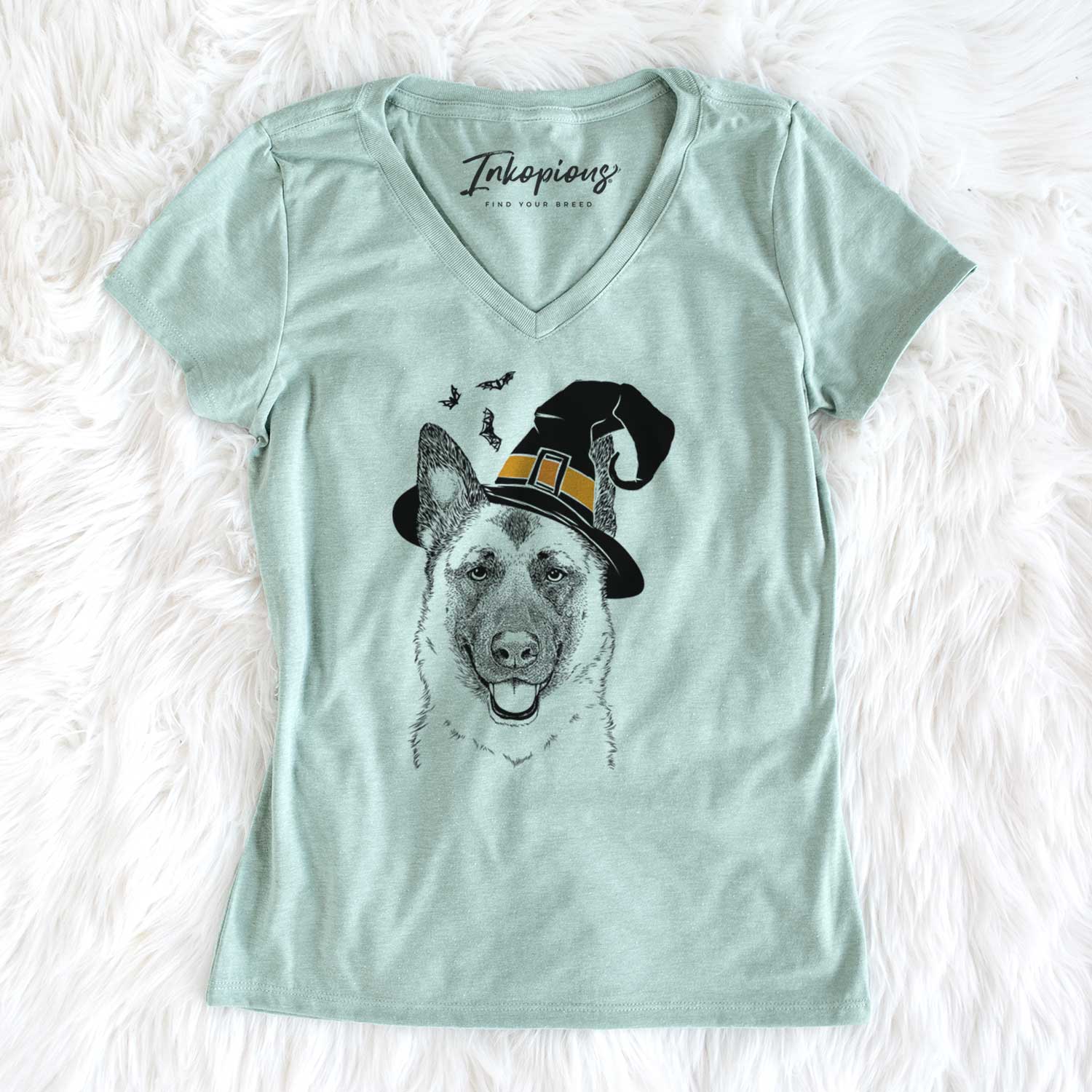 Witch Trooper the German Shepherd - Women's V-neck Shirt