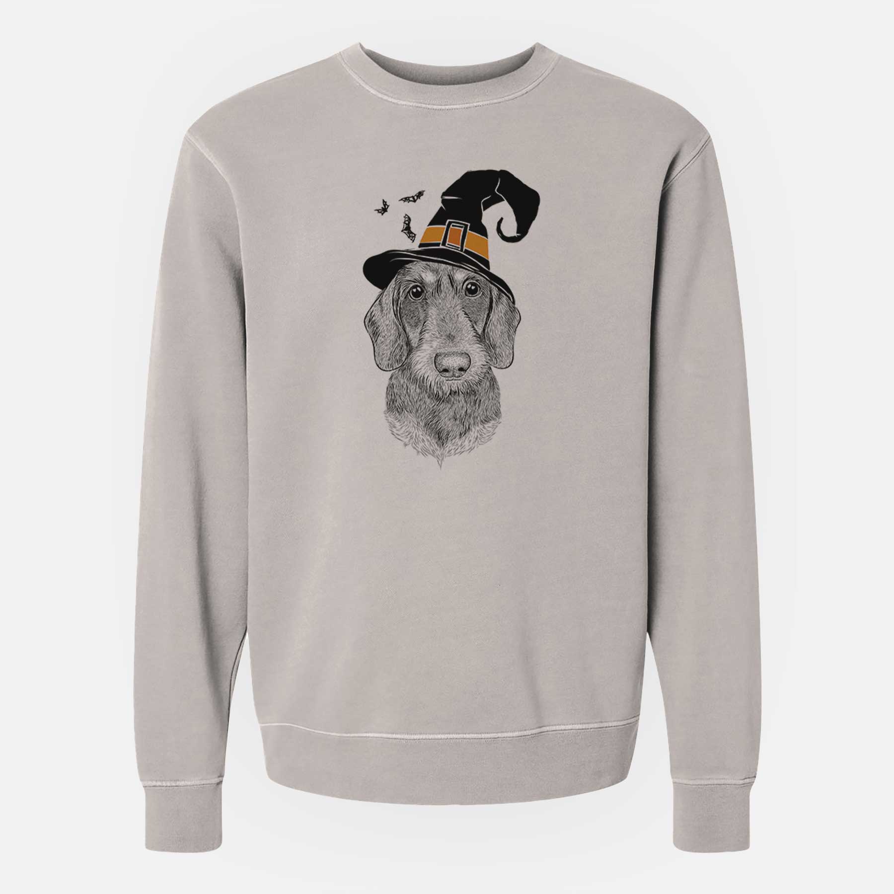 Witch Truman the Wirehaired Dachshund - Unisex Pigment Dyed Crew Sweatshirt