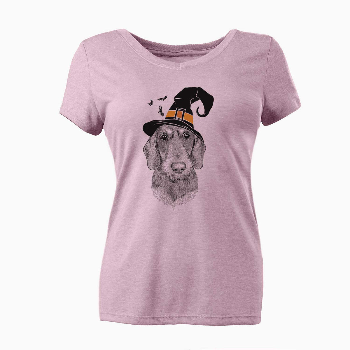 Witch Truman the Wirehaired Dachshund - Women's V-neck Shirt