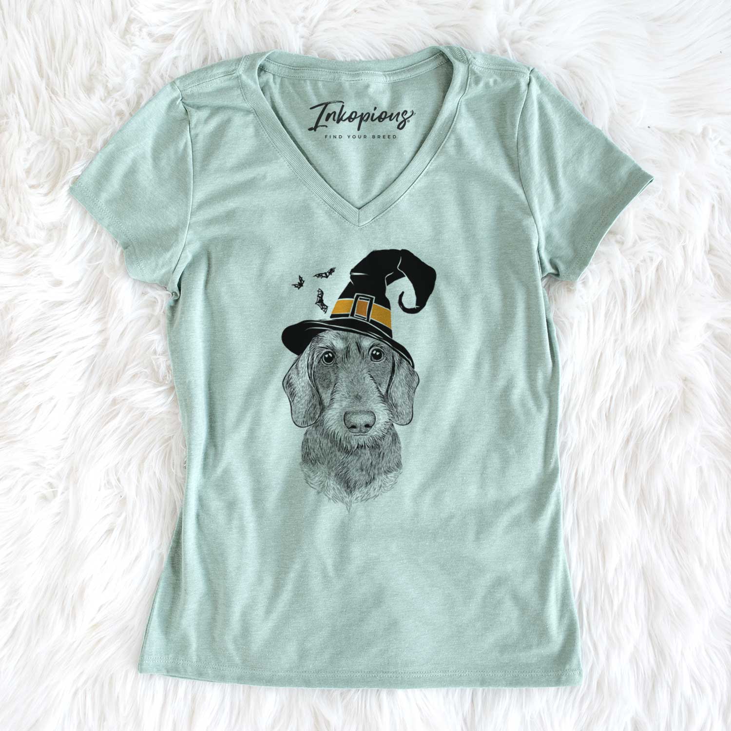 Witch Truman the Wirehaired Dachshund - Women's V-neck Shirt