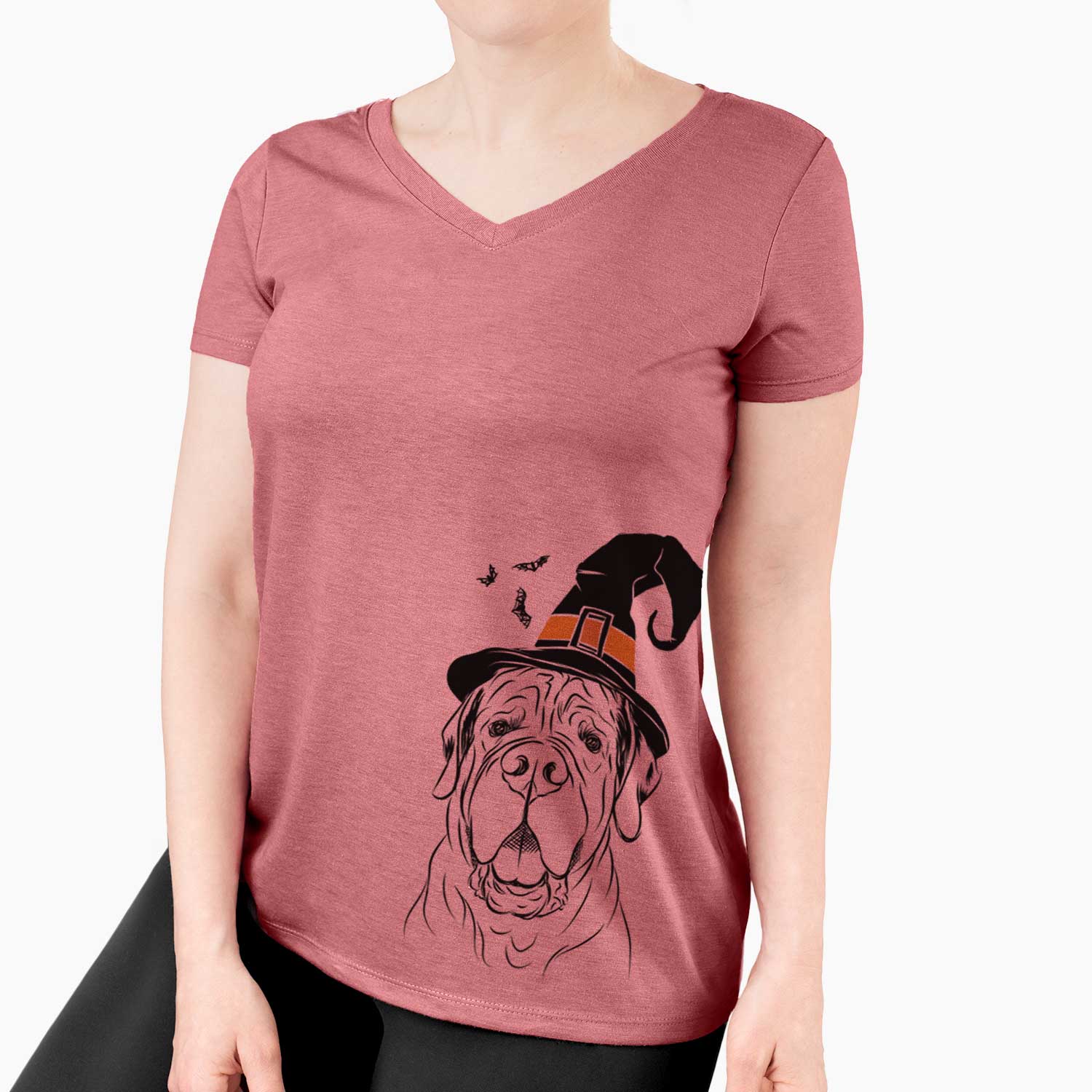 Witch Tufton the English Mastiff - Women's V-neck Shirt