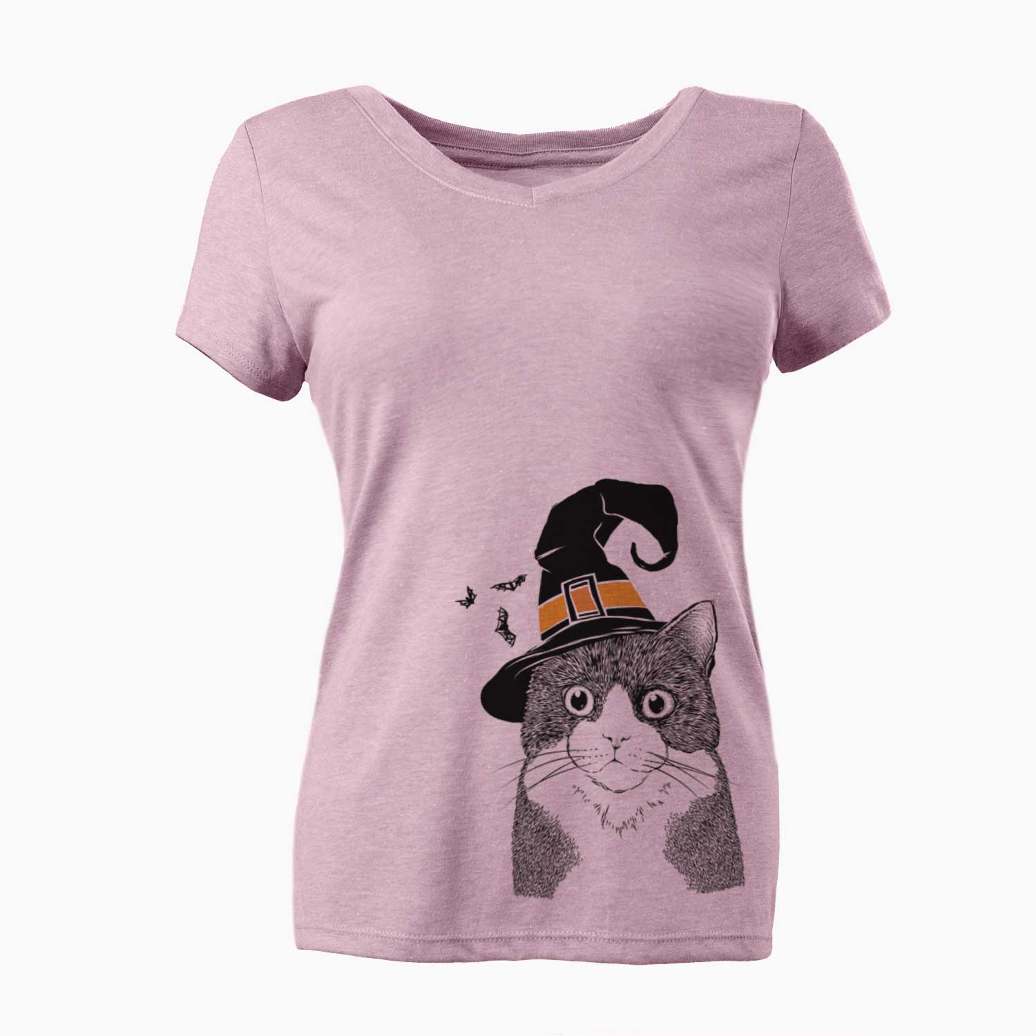 Witch Tux the Tuxedo Cat - Women's V-neck Shirt