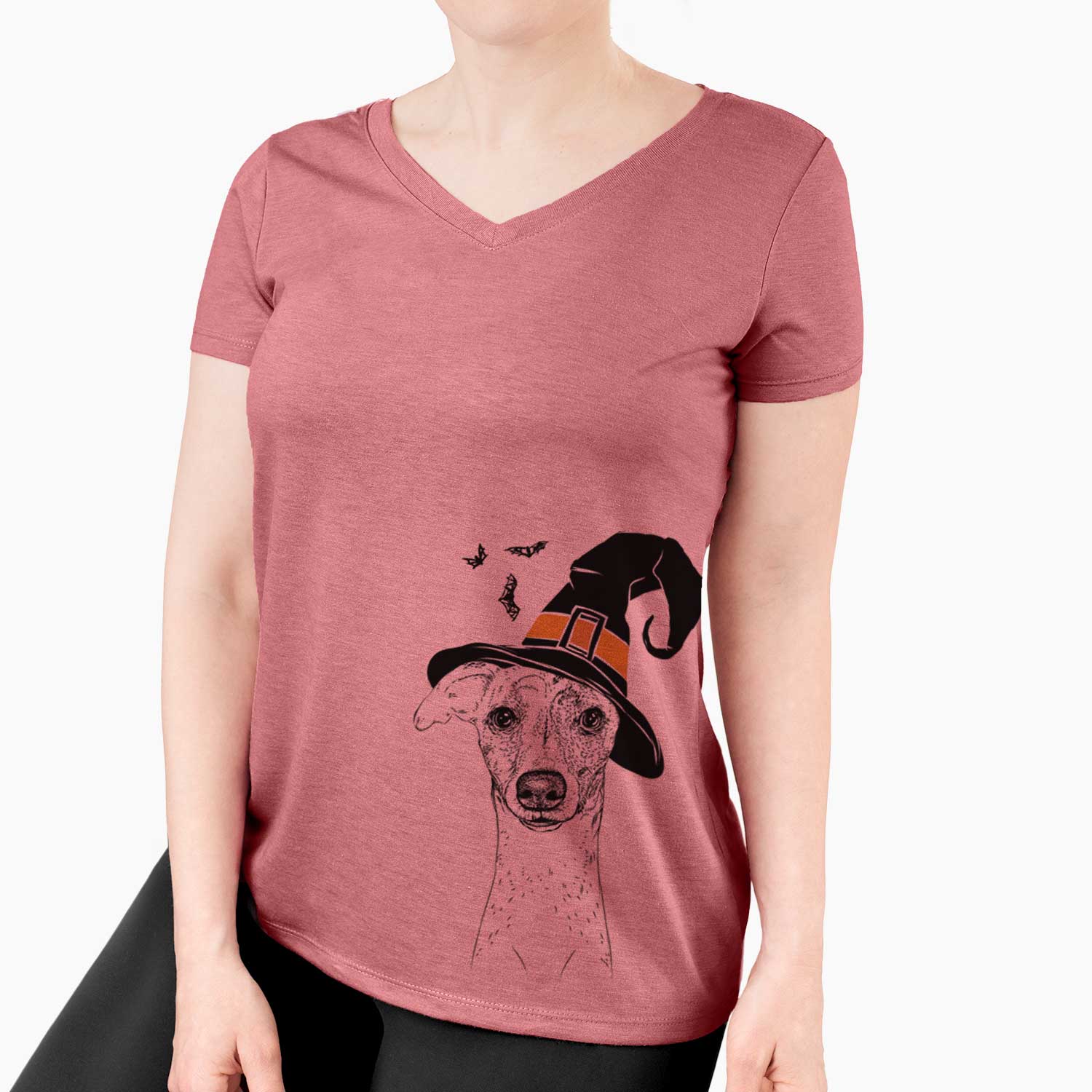 Witch Twiggy the Whippet - Women's V-neck Shirt