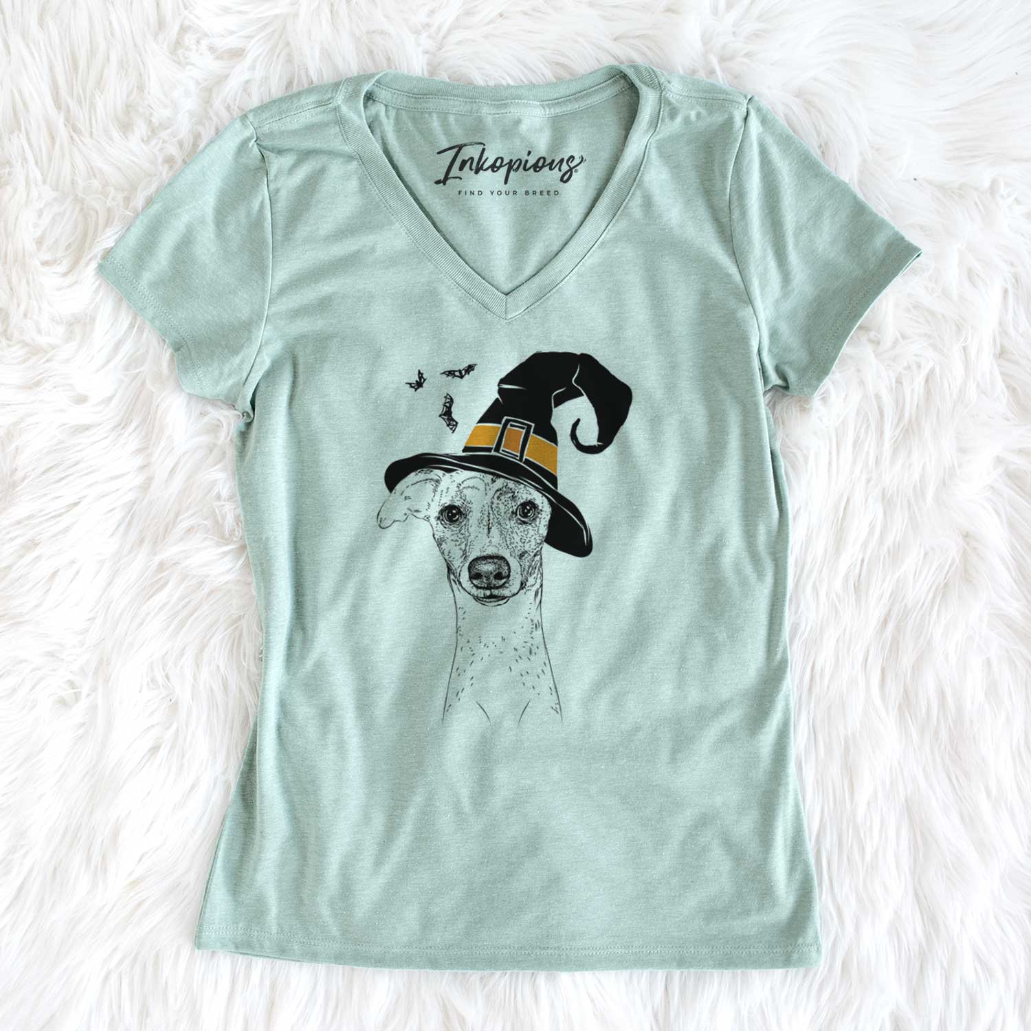 Witch Twiggy the Whippet - Women's V-neck Shirt