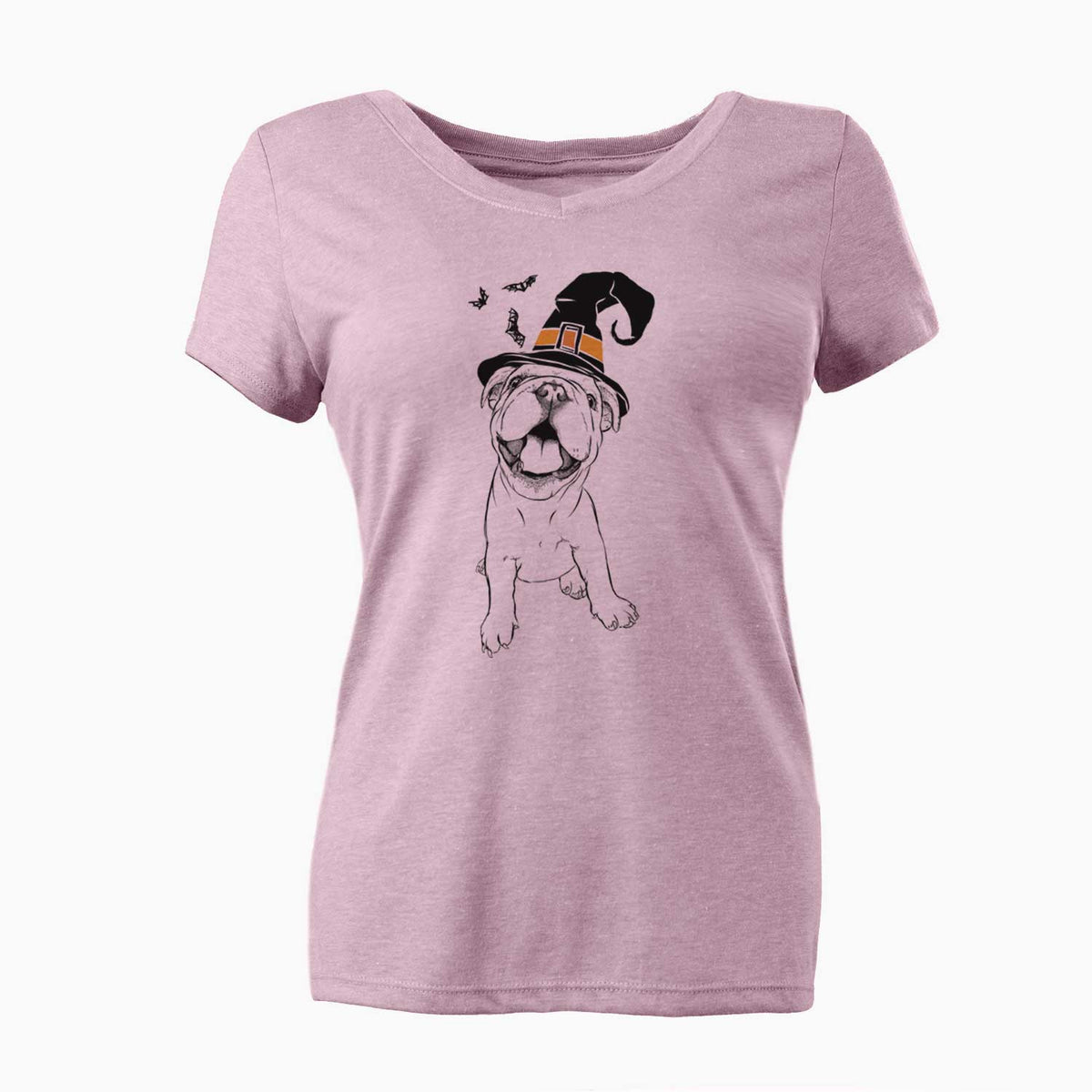 Witch Tyke the English Bulldog - Women's V-neck Shirt