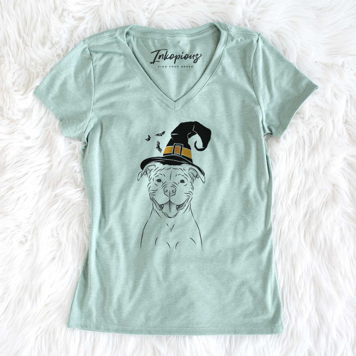 Witch Tyson the American Bulldog - Women's V-neck Shirt