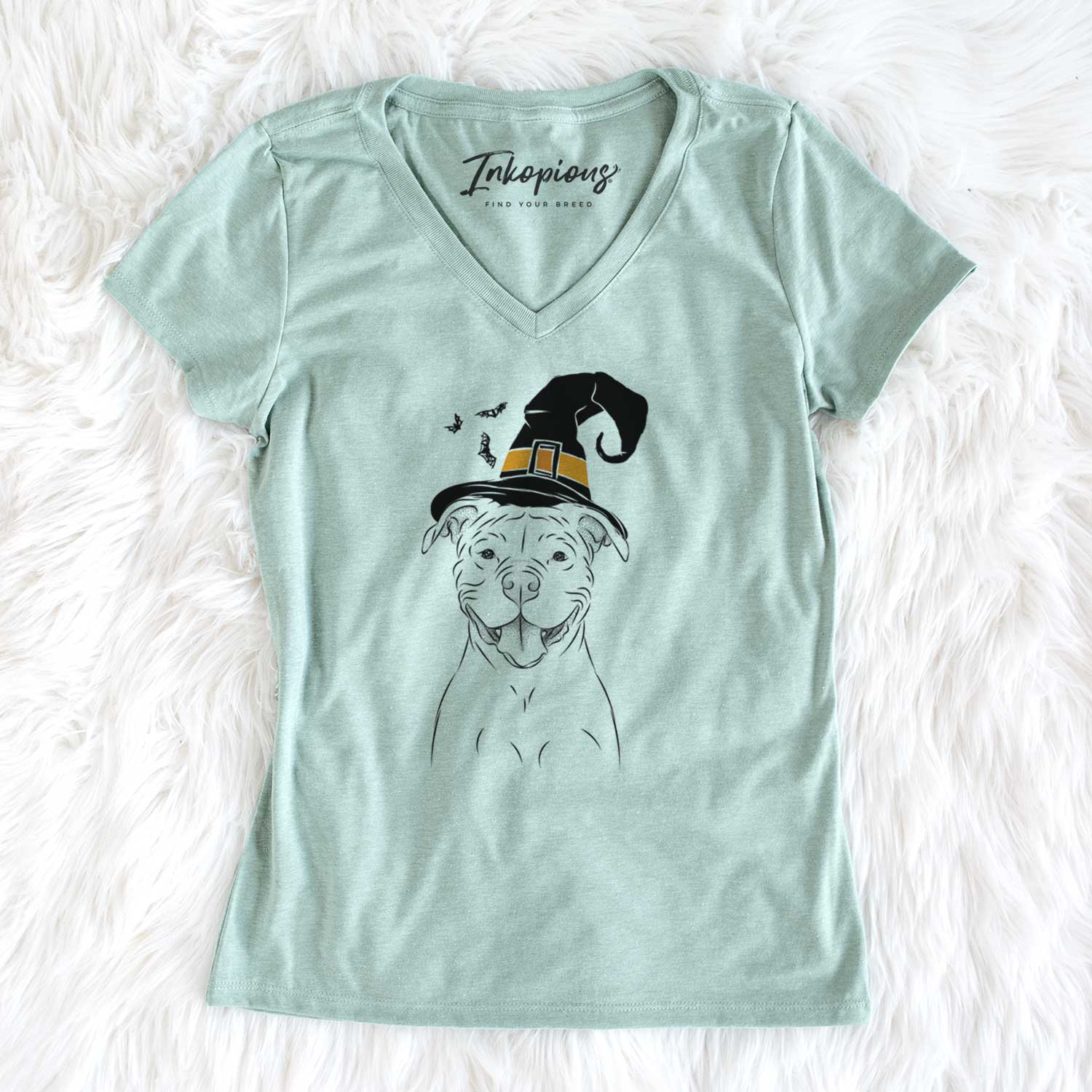 Witch Tyson the American Bulldog - Women's V-neck Shirt