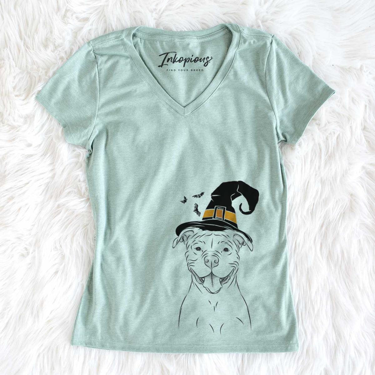 Witch Tyson the American Bulldog - Women's V-neck Shirt