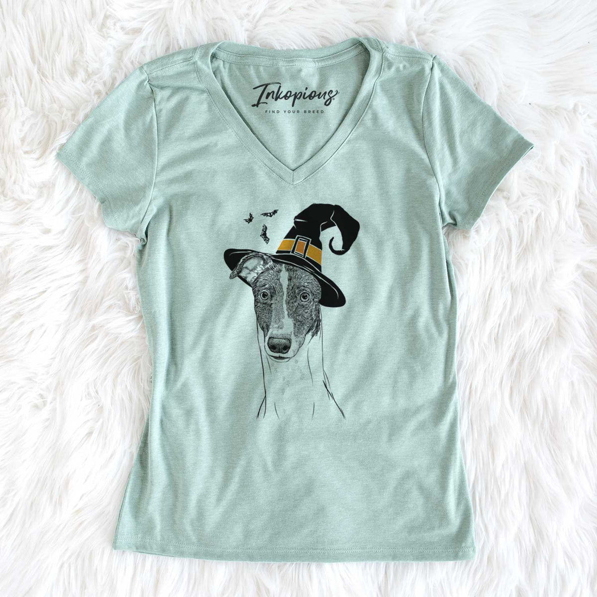 Witch Vyncent the Greyhound - Women's V-neck Shirt