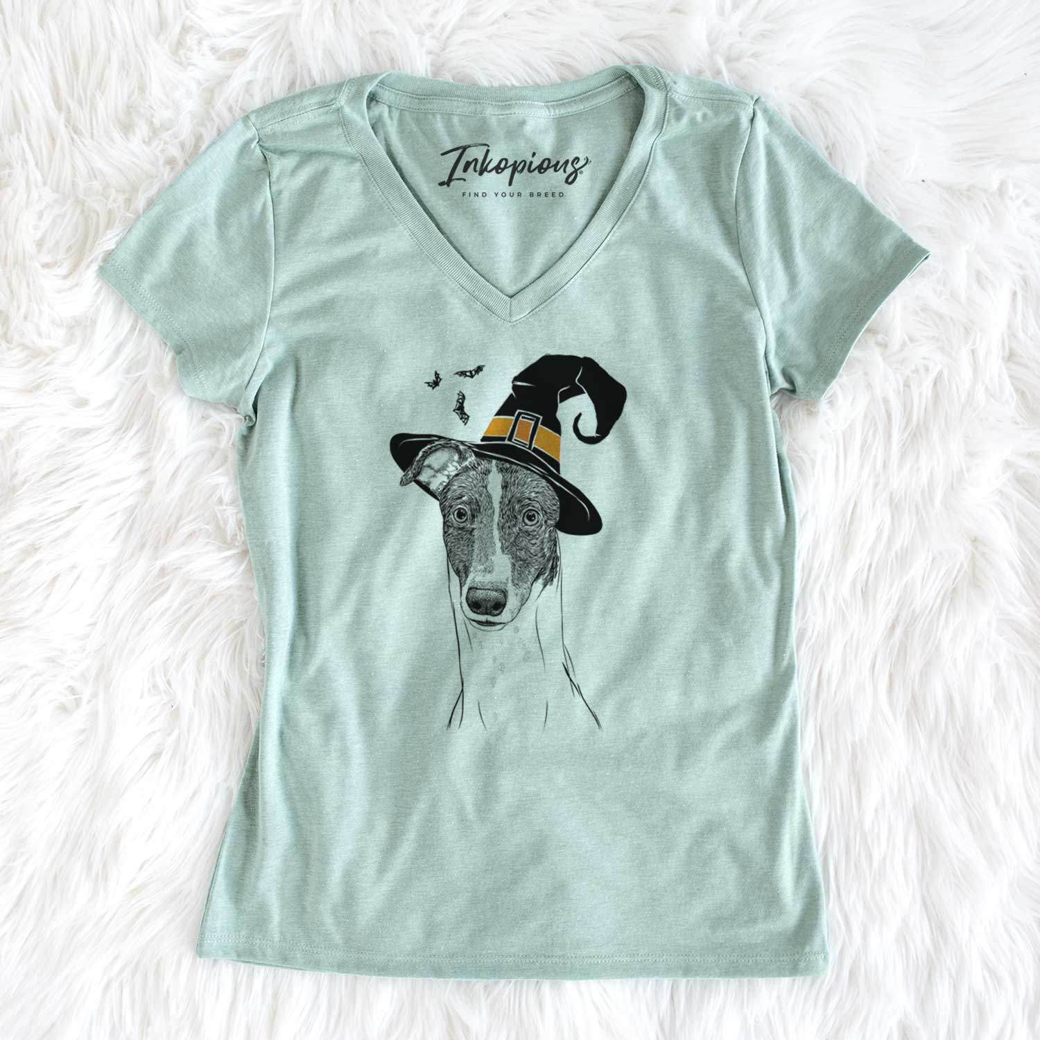 Witch Vyncent the Greyhound - Women's V-neck Shirt