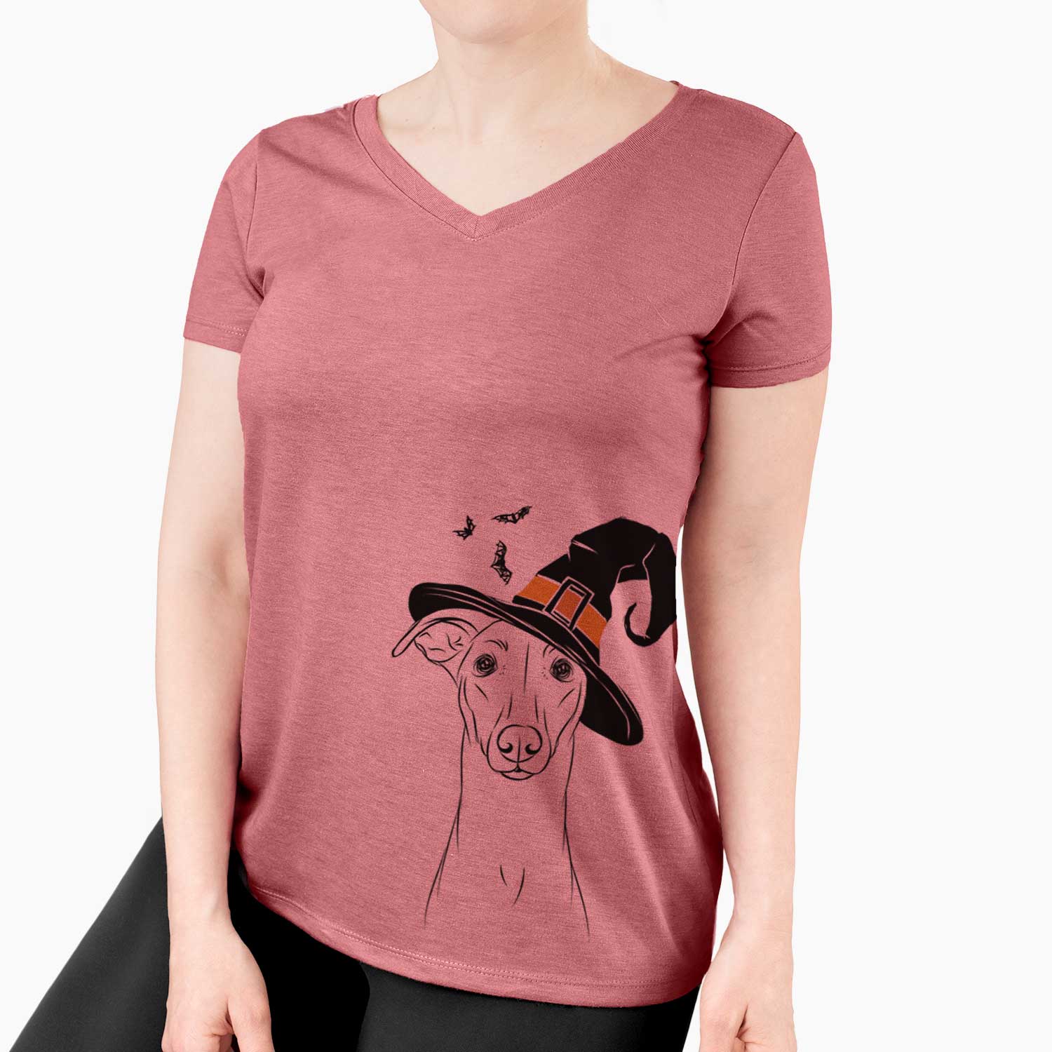 Witch Wallace the Whippet - Women's V-neck Shirt