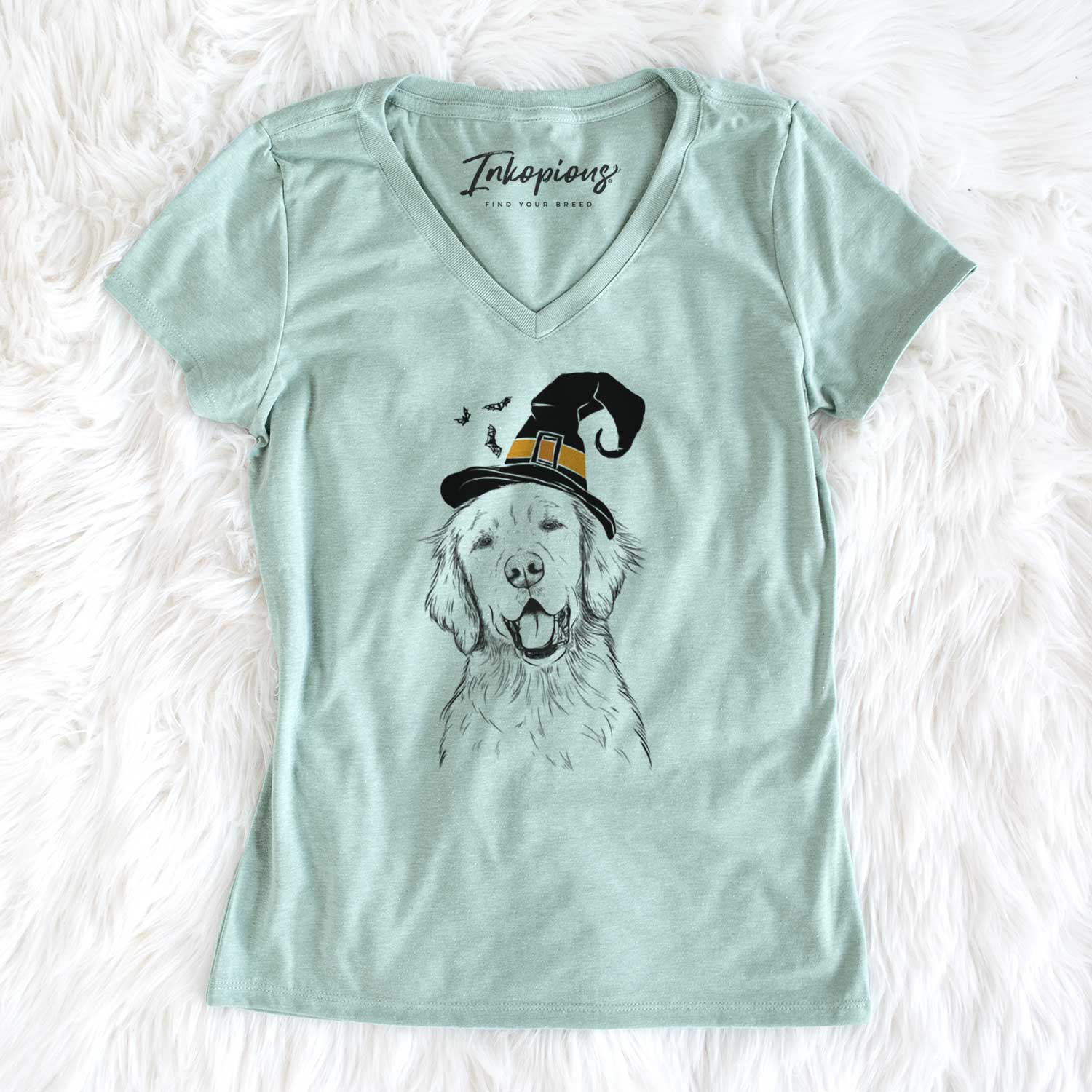 Witch Wallace the Golden Retriever - Women's V-neck Shirt