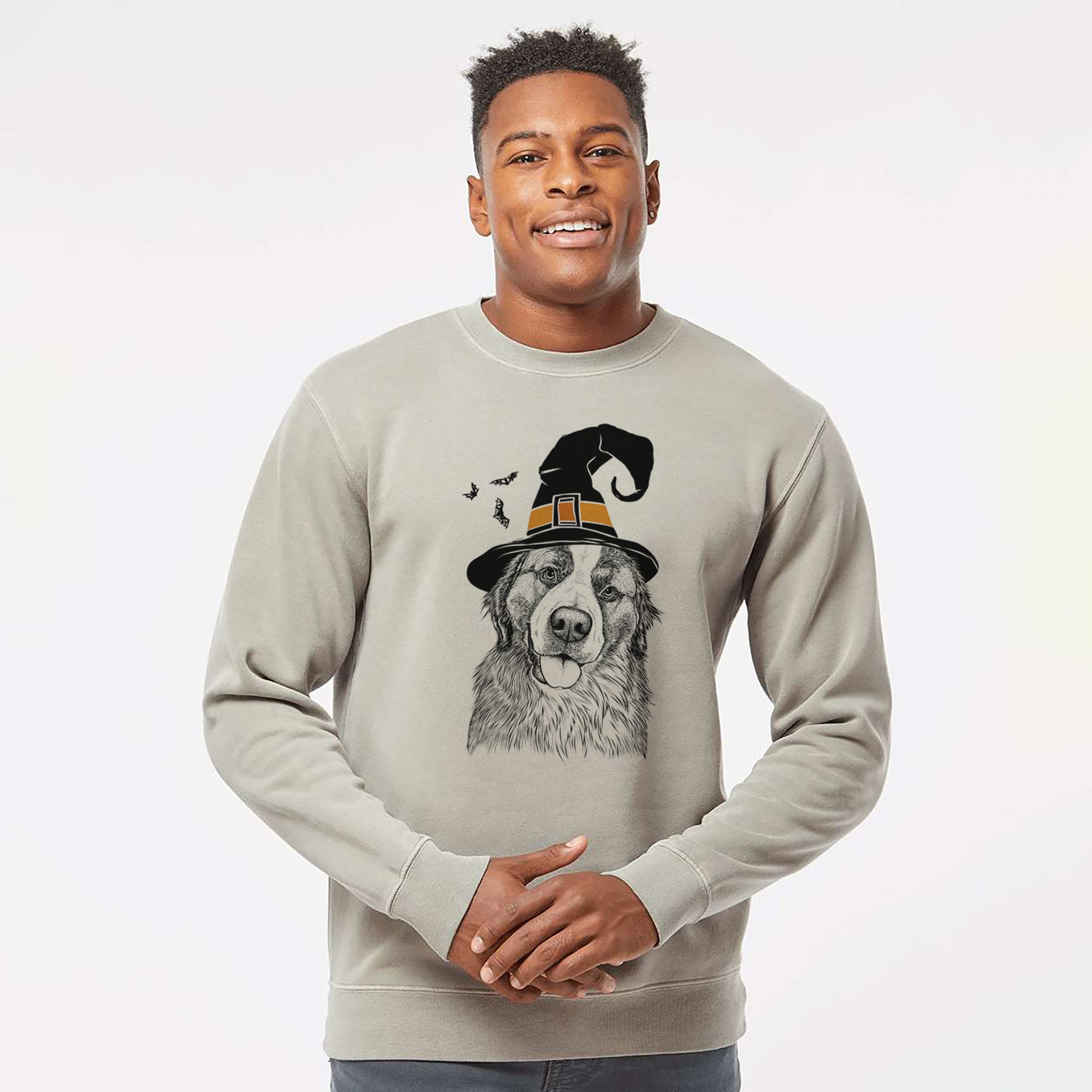 Witch Walter the Bernese Mountain Dog Mix - Unisex Pigment Dyed Crew Sweatshirt