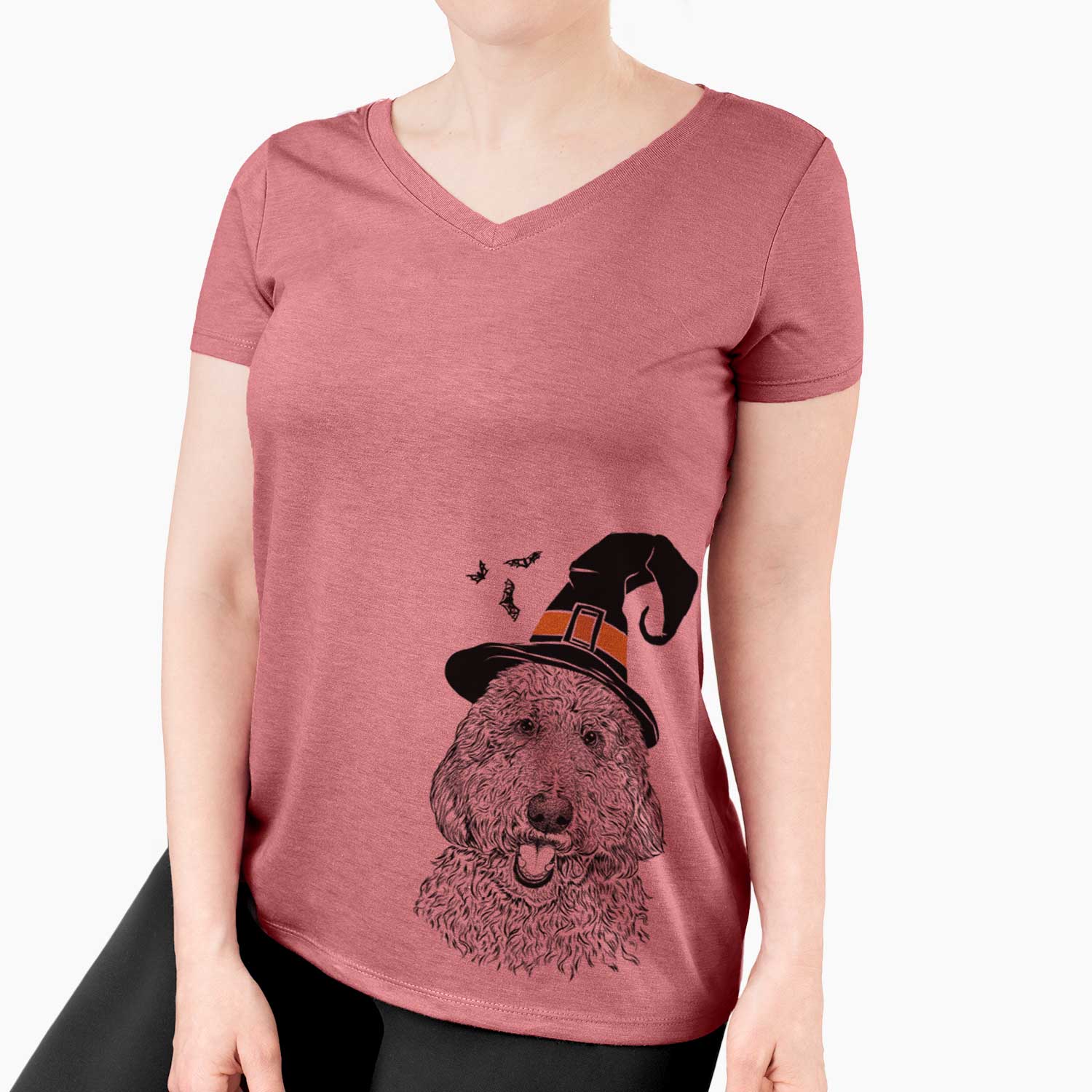 Witch Whisper the Goldendoodle - Women's V-neck Shirt