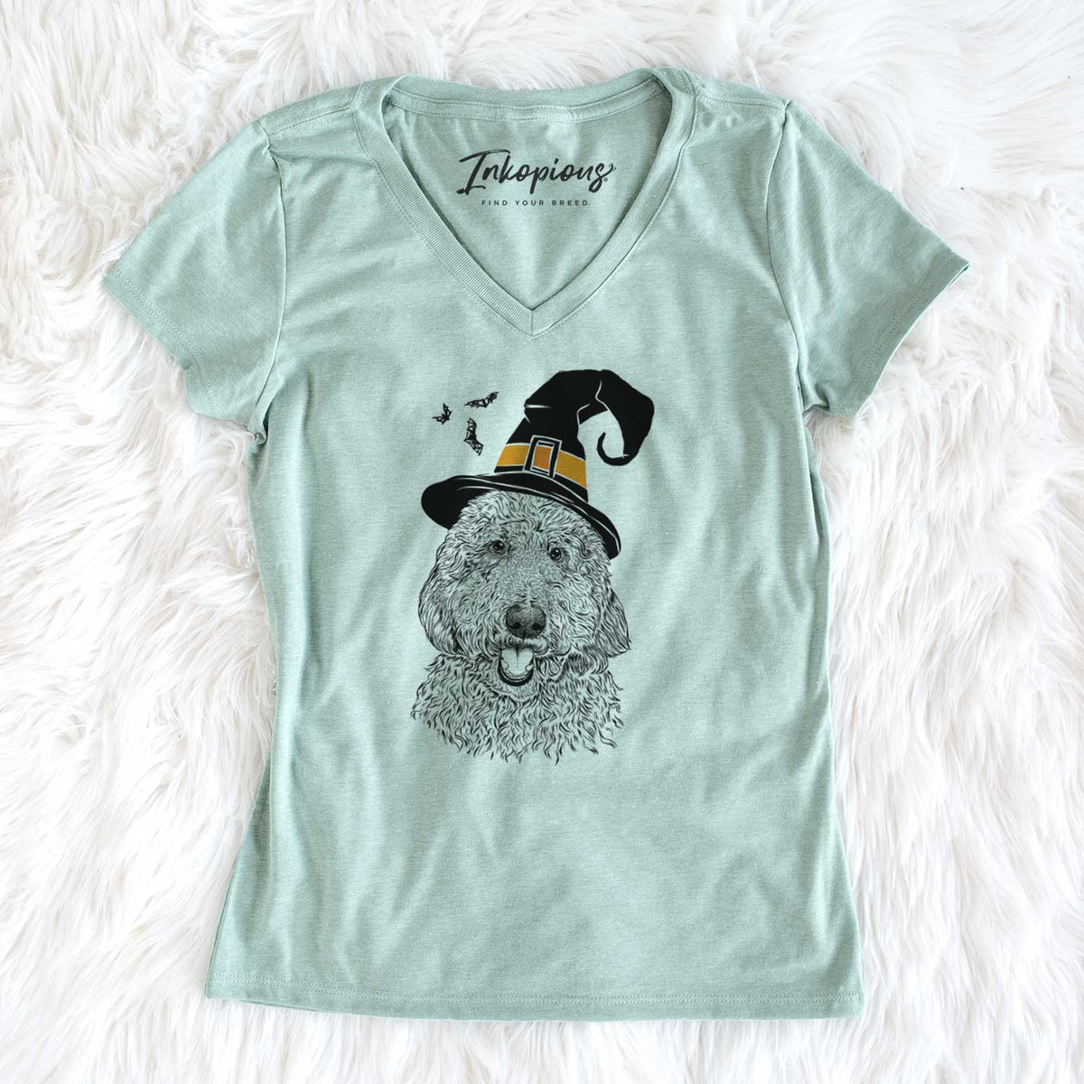 Witch Whisper the Goldendoodle - Women's V-neck Shirt