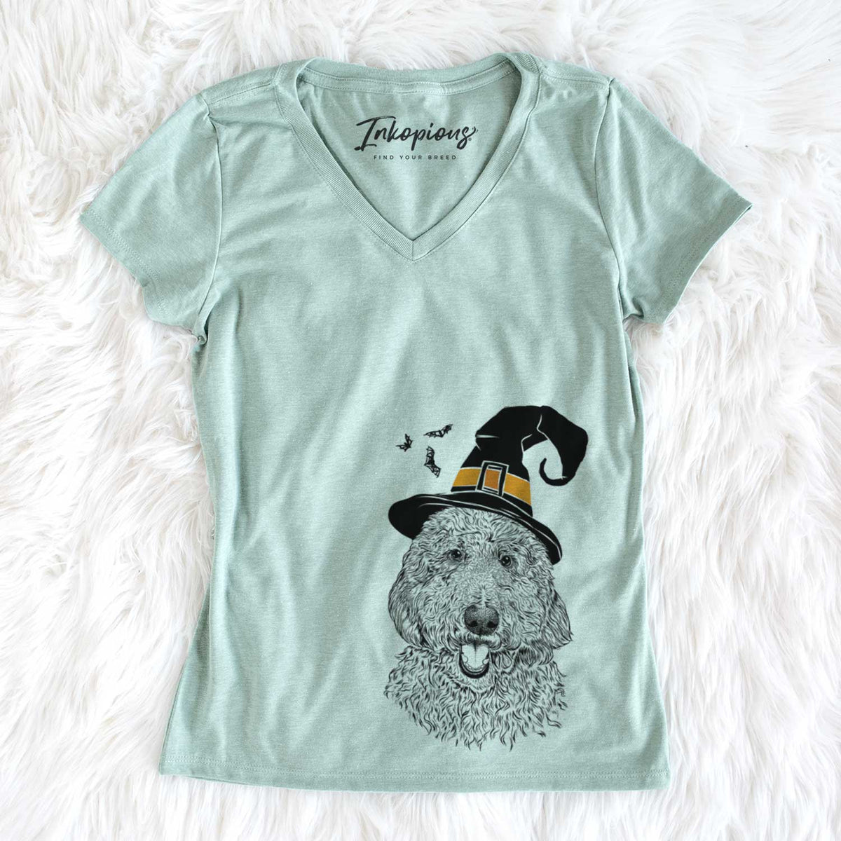Witch Whisper the Goldendoodle - Women&#39;s V-neck Shirt