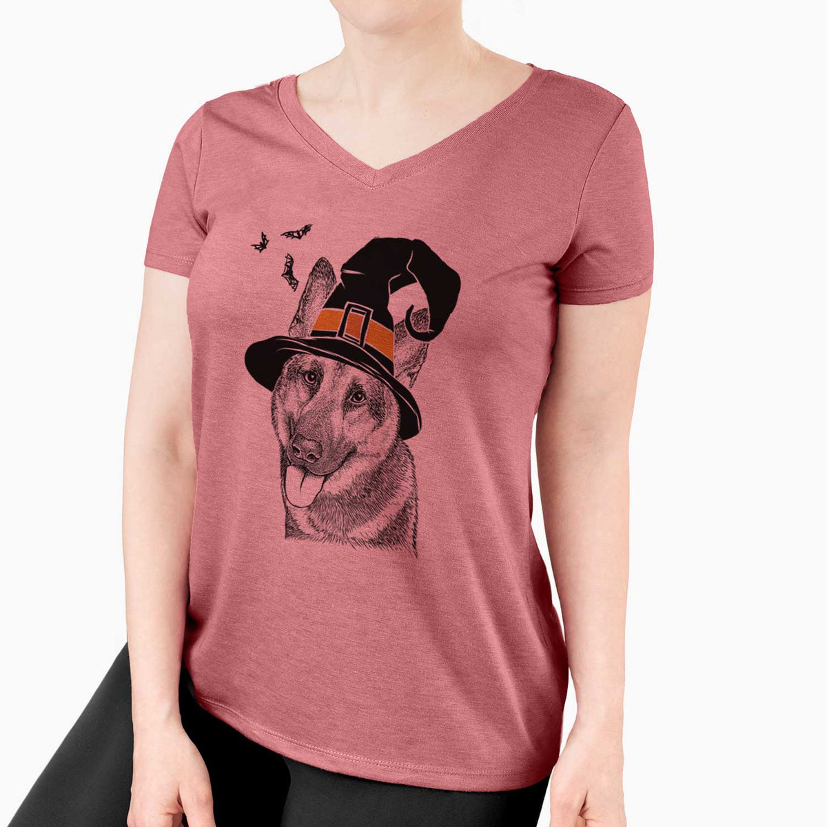 Witch Whitaker the German Shepherd - Women's V-neck Shirt