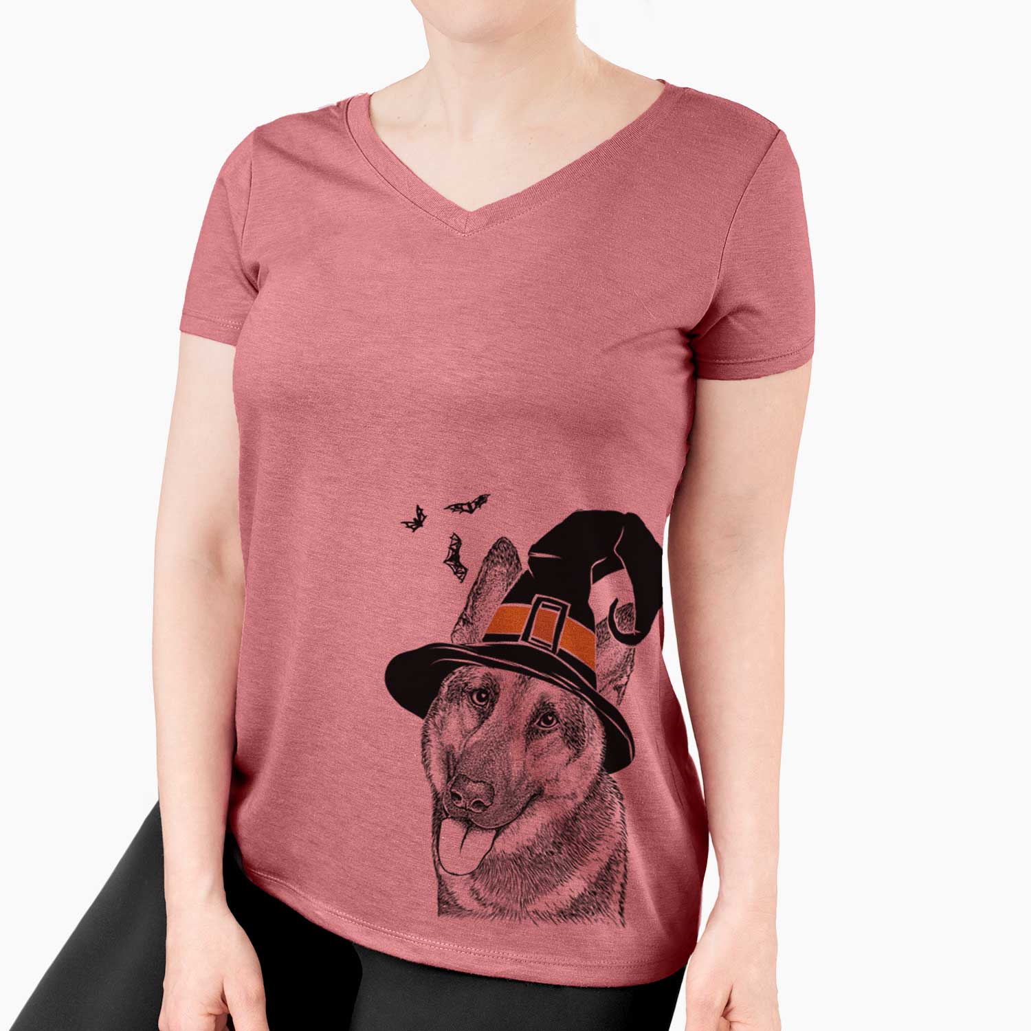 Witch Whitaker the German Shepherd - Women's V-neck Shirt