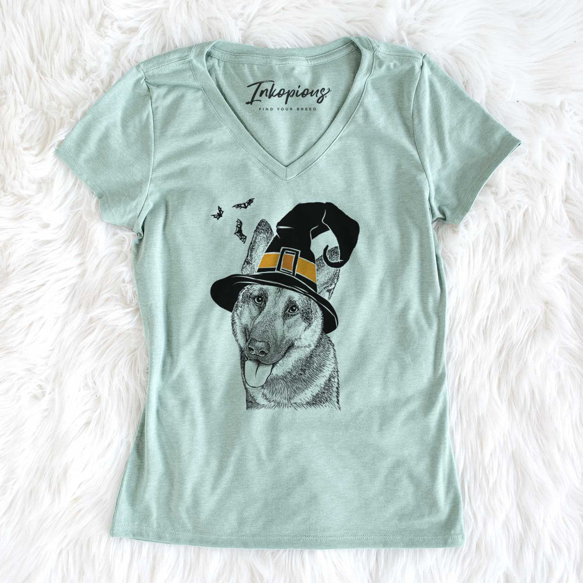 Witch Whitaker the German Shepherd - Women's V-neck Shirt