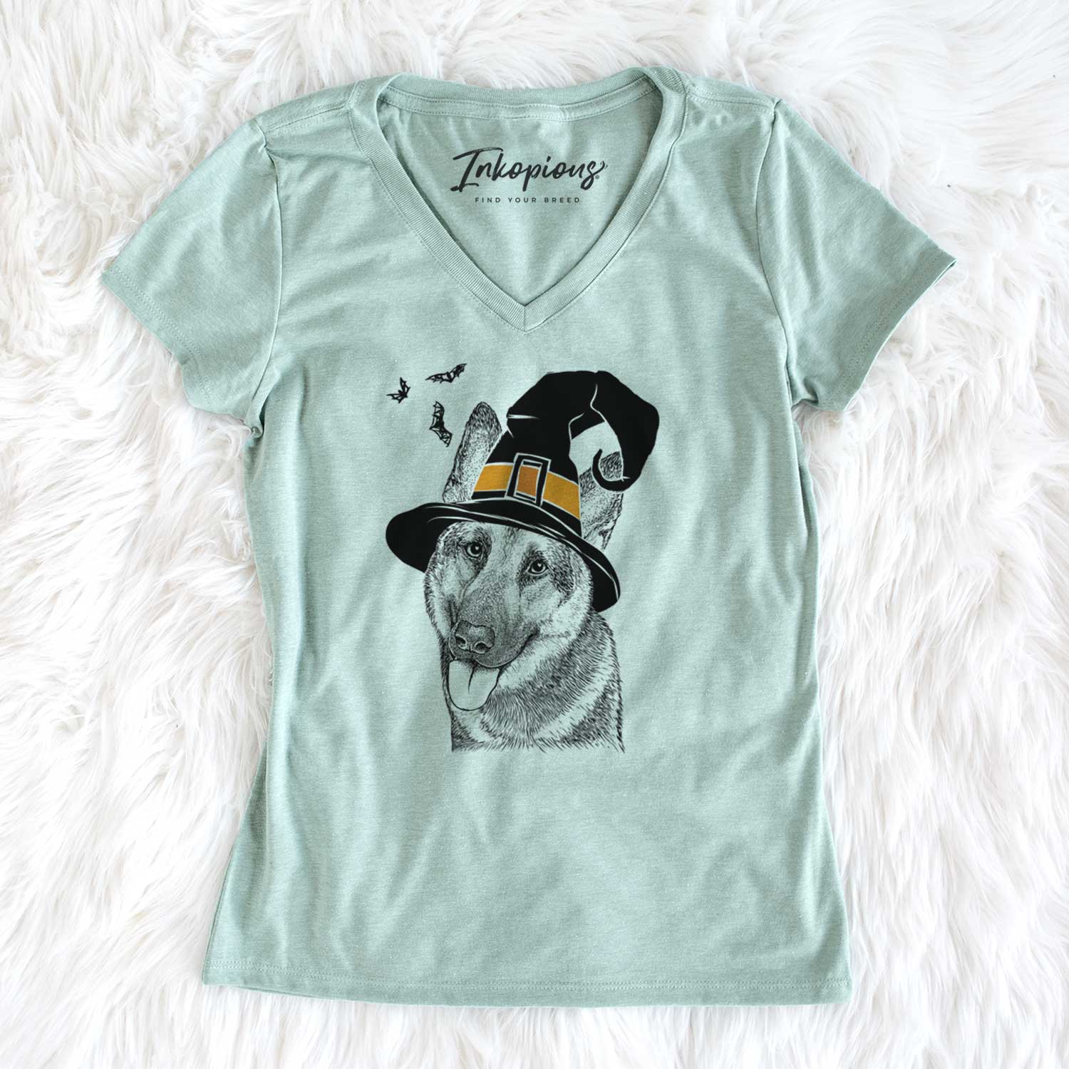 Witch Whitaker the German Shepherd - Women's V-neck Shirt