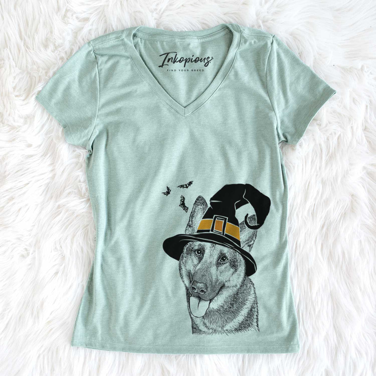 Witch Whitaker the German Shepherd - Women's V-neck Shirt