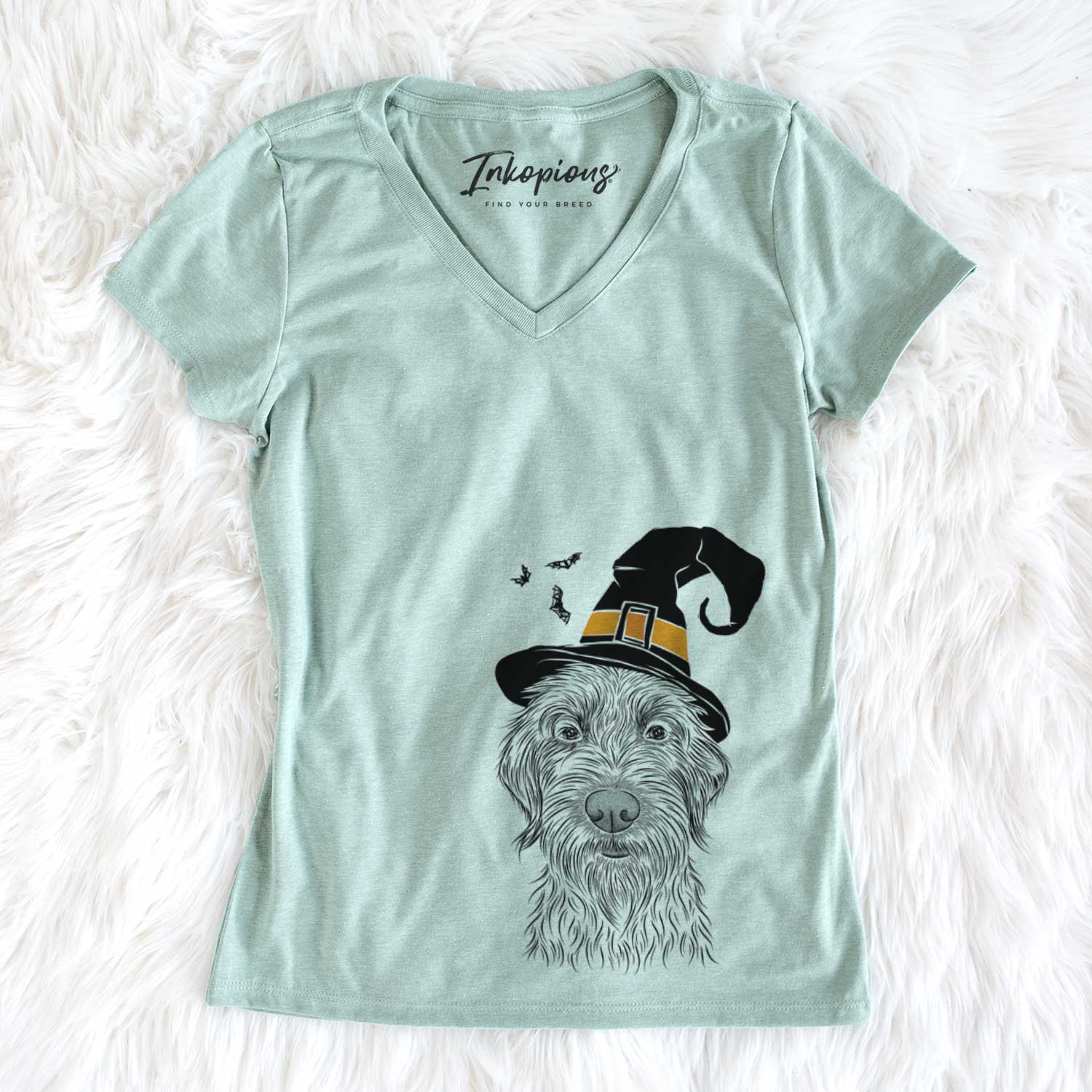 Witch Wilkins the Wirehaired Pointing Griffon - Women's V-neck Shirt