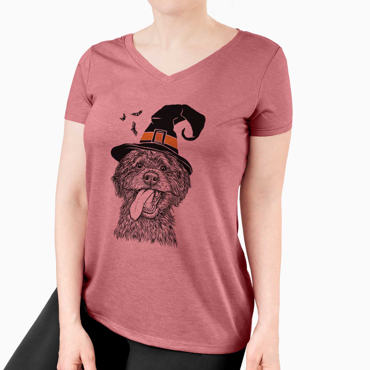 Witch Winnie the Mini Aussiedoodle - Women's V-neck Shirt