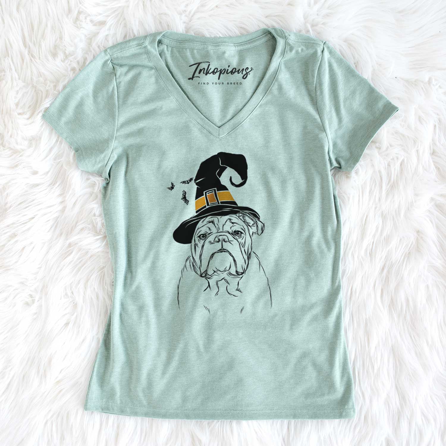 Witch Winston the English Bulldog - Women's V-neck Shirt