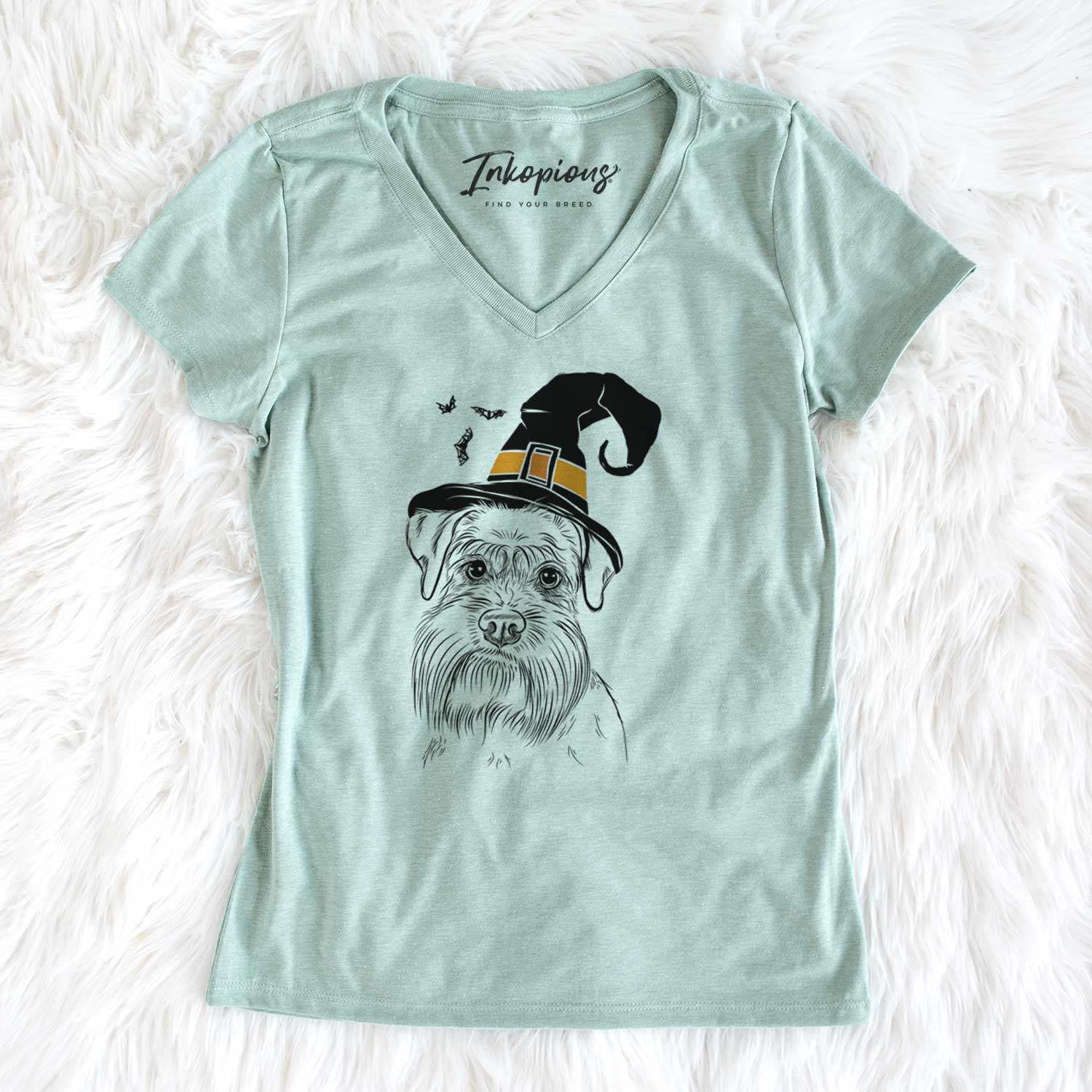 Witch Wrigley the Schnauzer - Women's V-neck Shirt