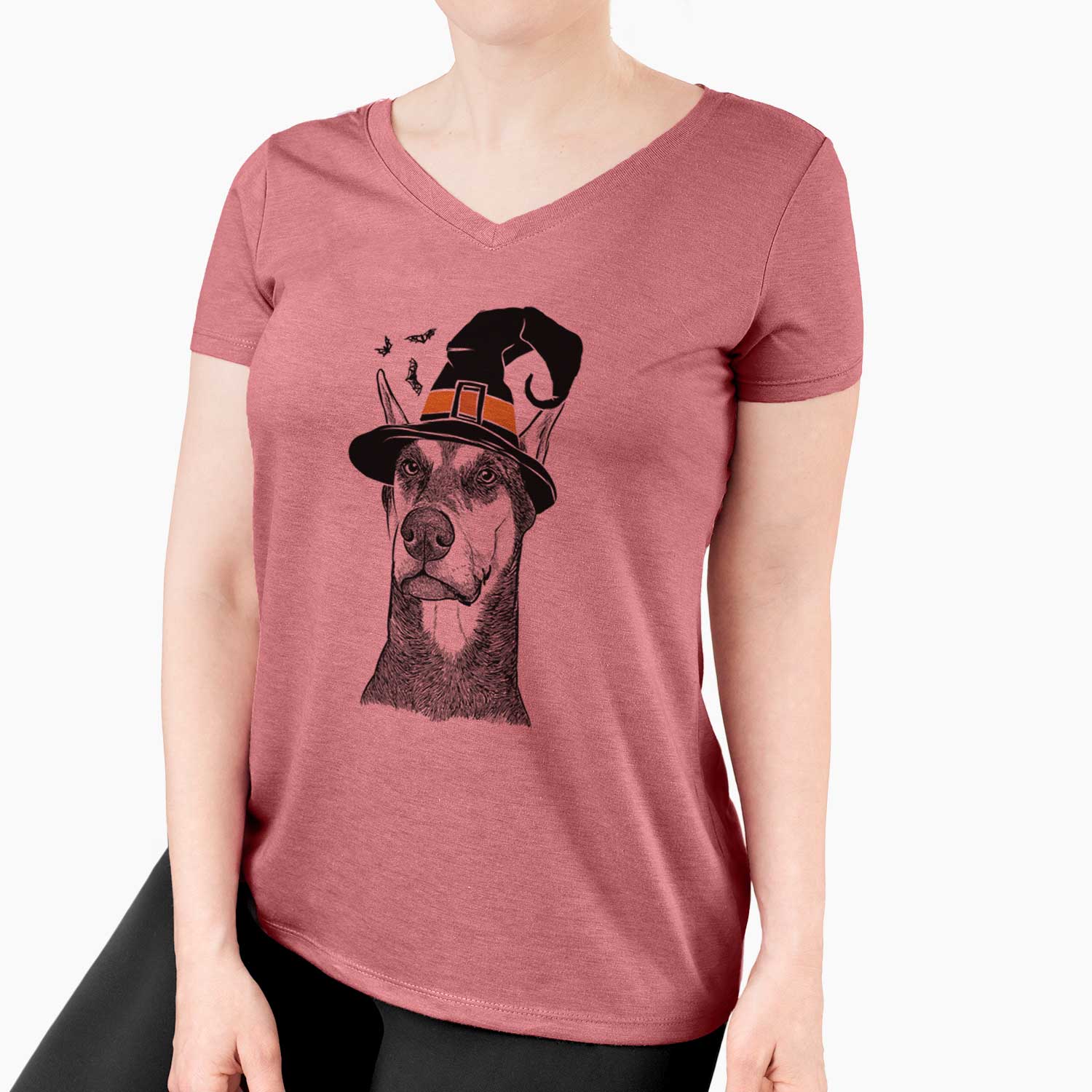 Witch Zeus the Doberman Pinscher - Women's V-neck Shirt