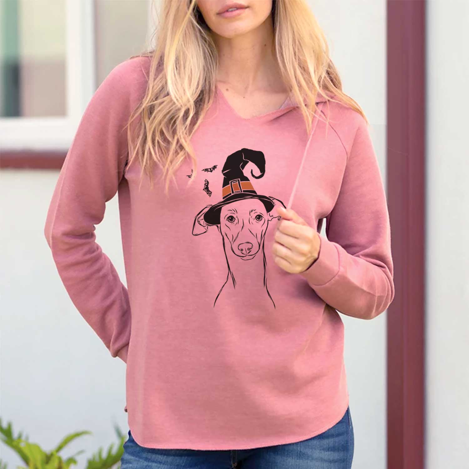 Witch Ziggie the Italian Greyhound - Cali Wave Hooded Sweatshirt