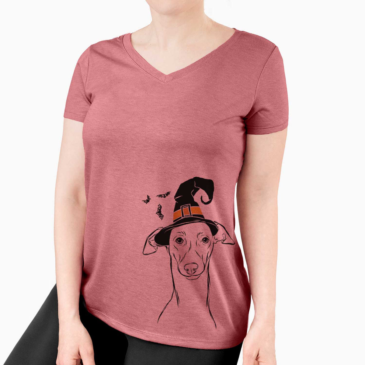 Witch Ziggie the Italian Greyhound - Women's V-neck Shirt