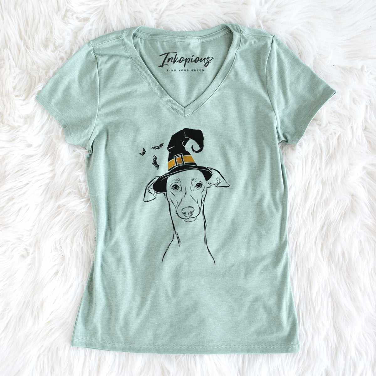 Witch Ziggie the Italian Greyhound - Women's V-neck Shirt