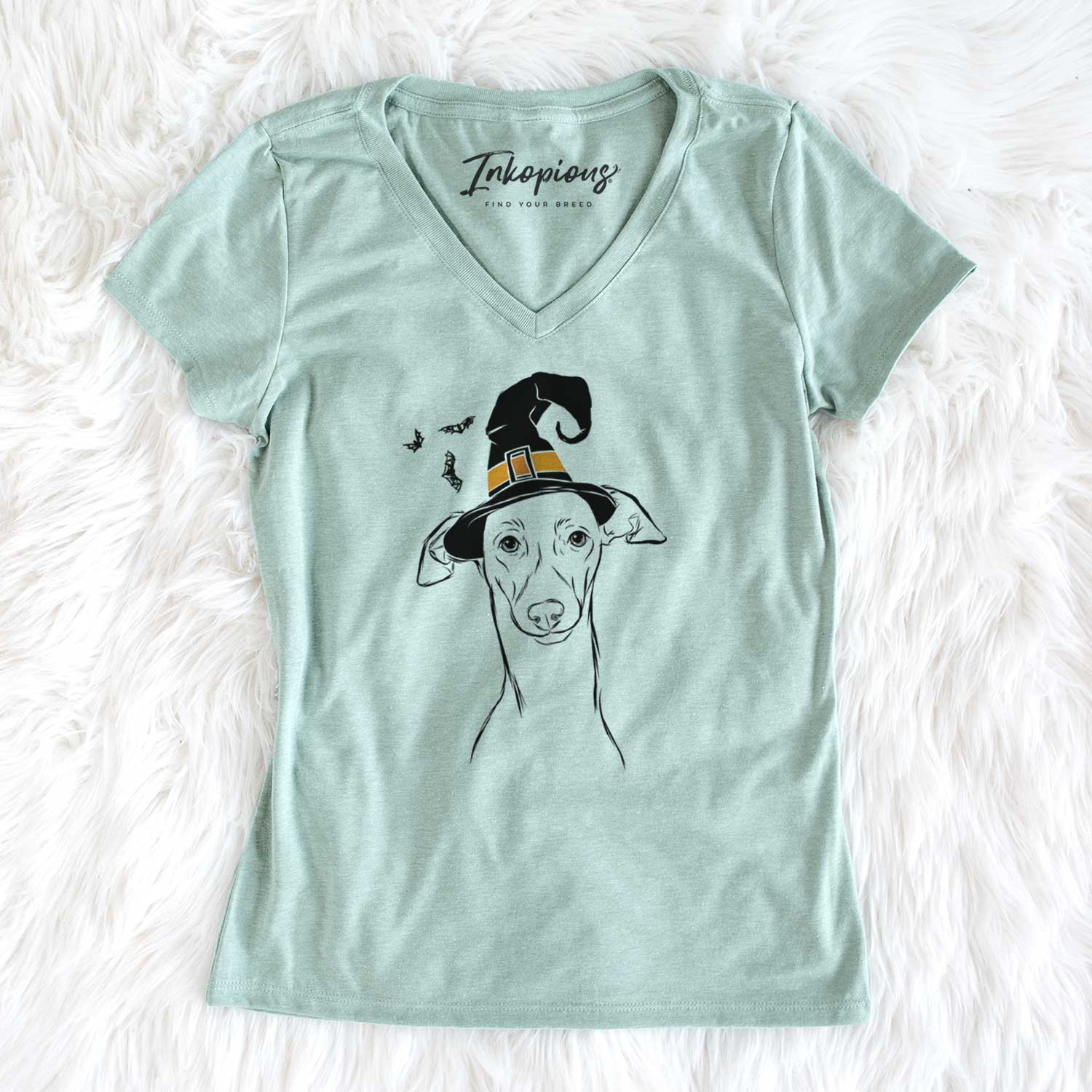 Witch Ziggie the Italian Greyhound - Women's V-neck Shirt