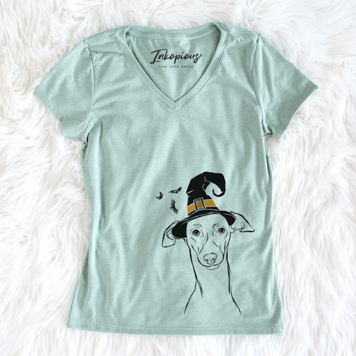 Witch Ziggie the Italian Greyhound - Women&#39;s V-neck Shirt