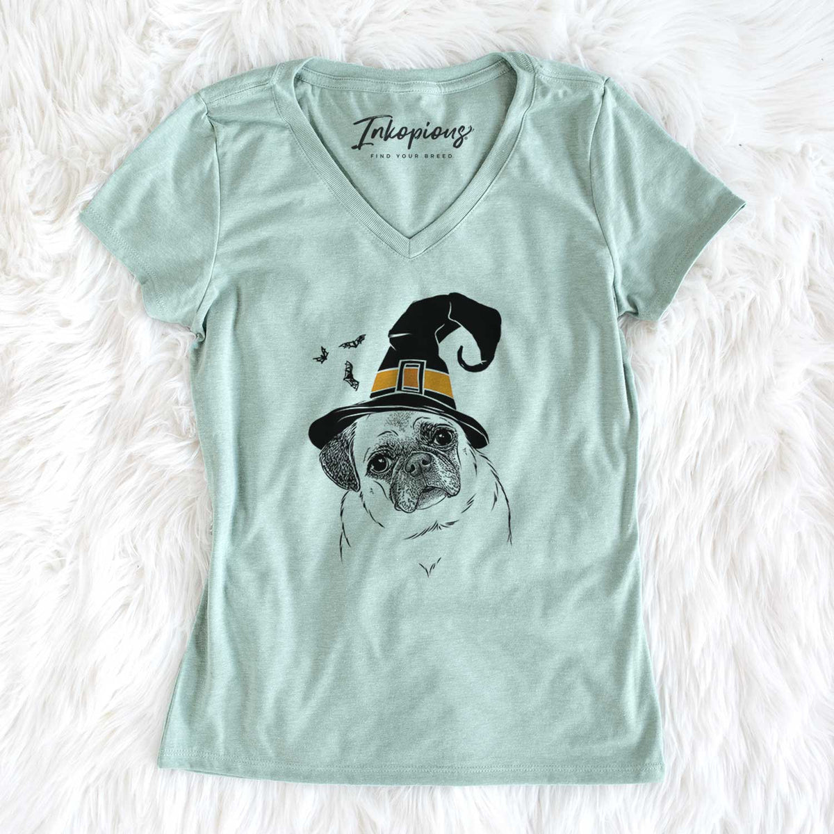 Witch Zoey the Pug - Women's V-neck Shirt