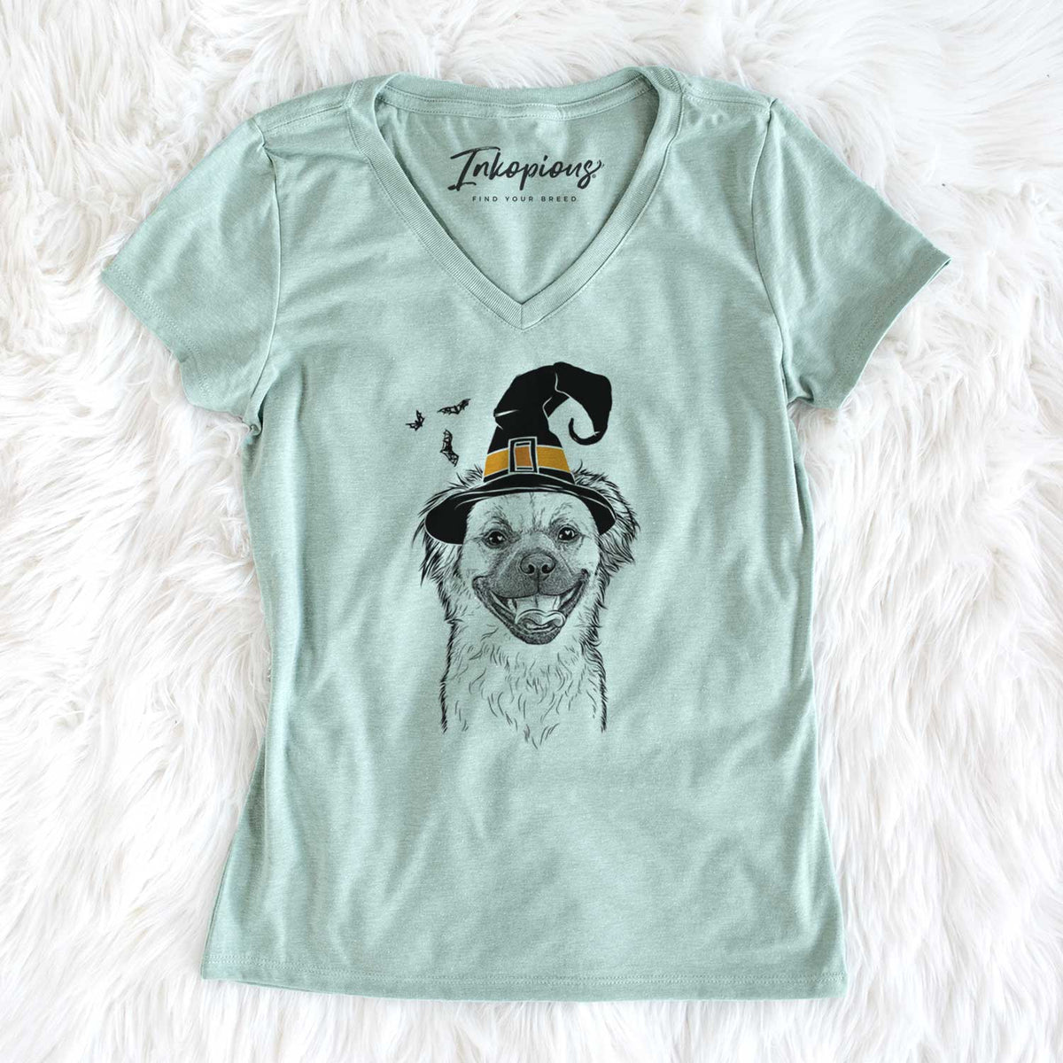 Witch Zuri the Spaniel Mix - Women's V-neck Shirt