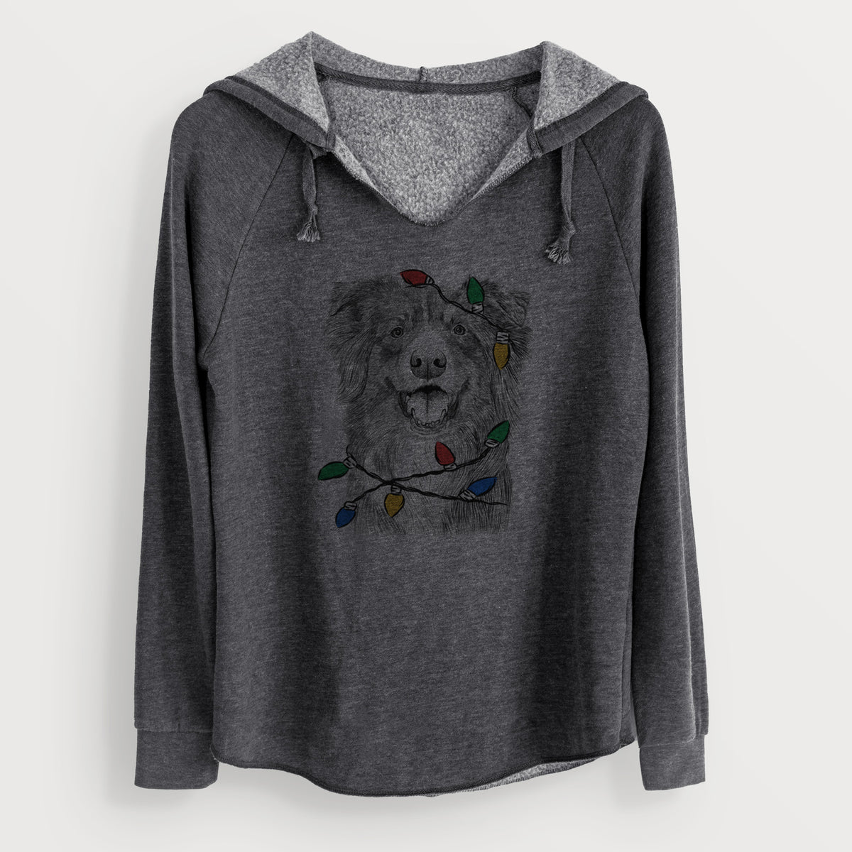 Christmas Lights Aussie Parker the Australian Shepherd - Cali Wave Hooded Sweatshirt