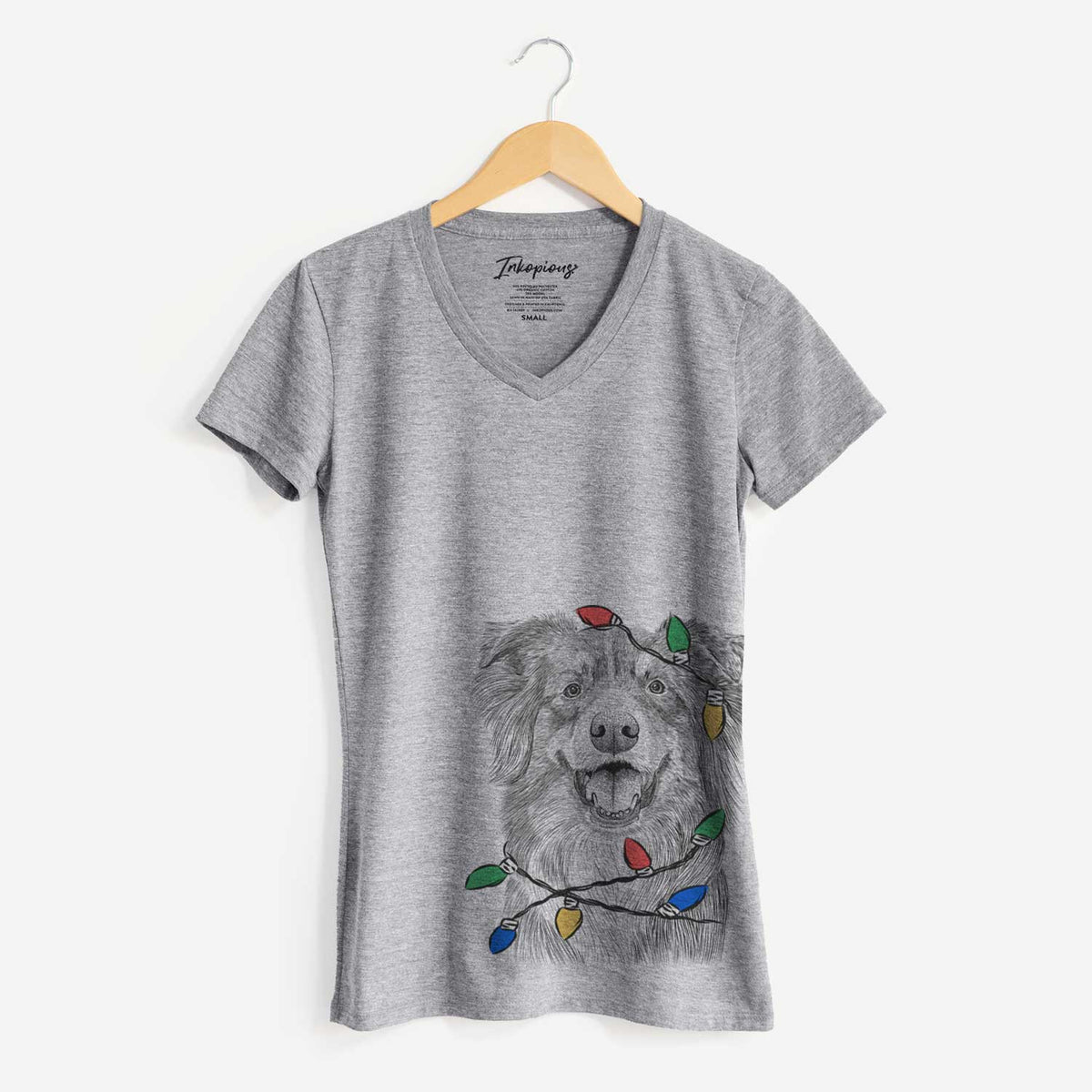 Christmas Lights Aussie Parker the Australian Shepherd - Women's V-neck Shirt