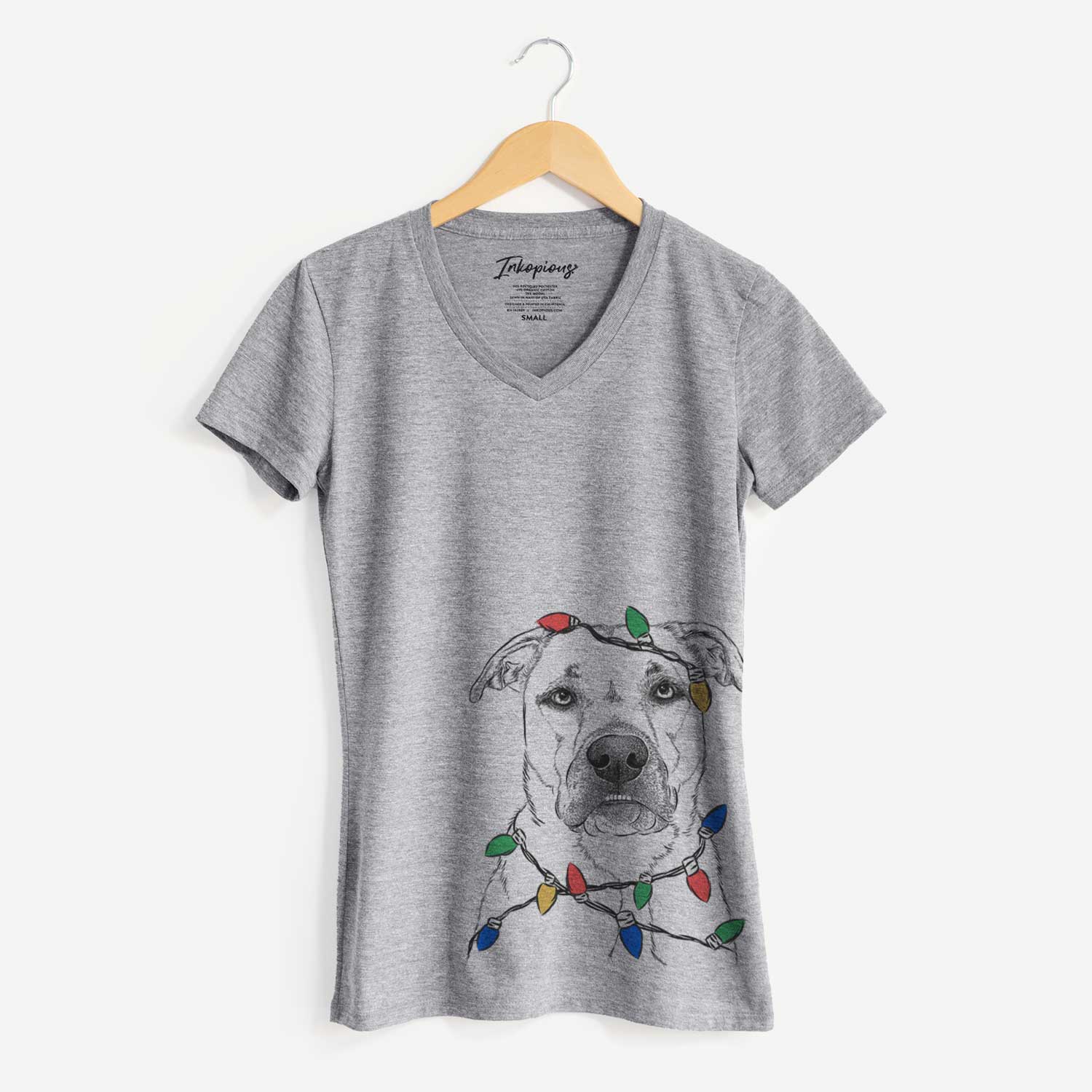 Christmas Lights Abby the Boxer Beagle Mix - Women's V-neck Shirt